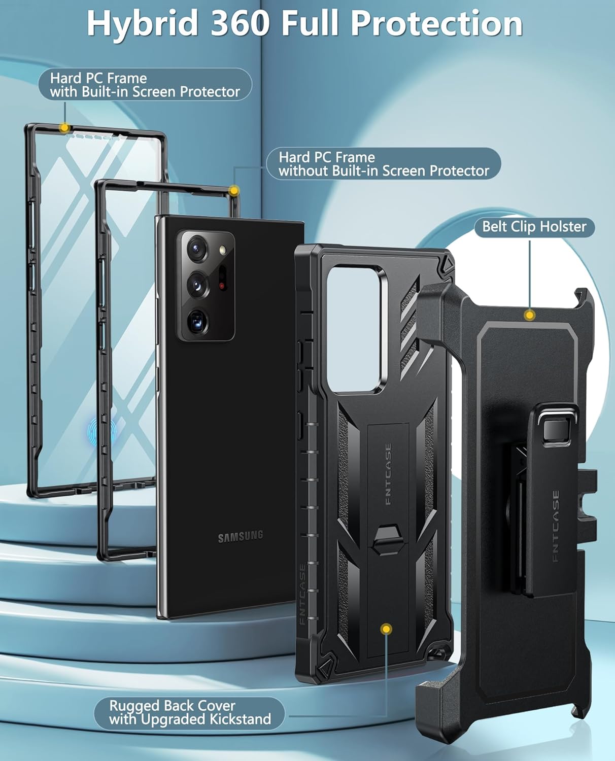 FNTCASE Funda para Samsung Galaxy Note-20-Ultra funda resistente de grado militar para teléfono celular con soporte  Protección TPU a prueba de