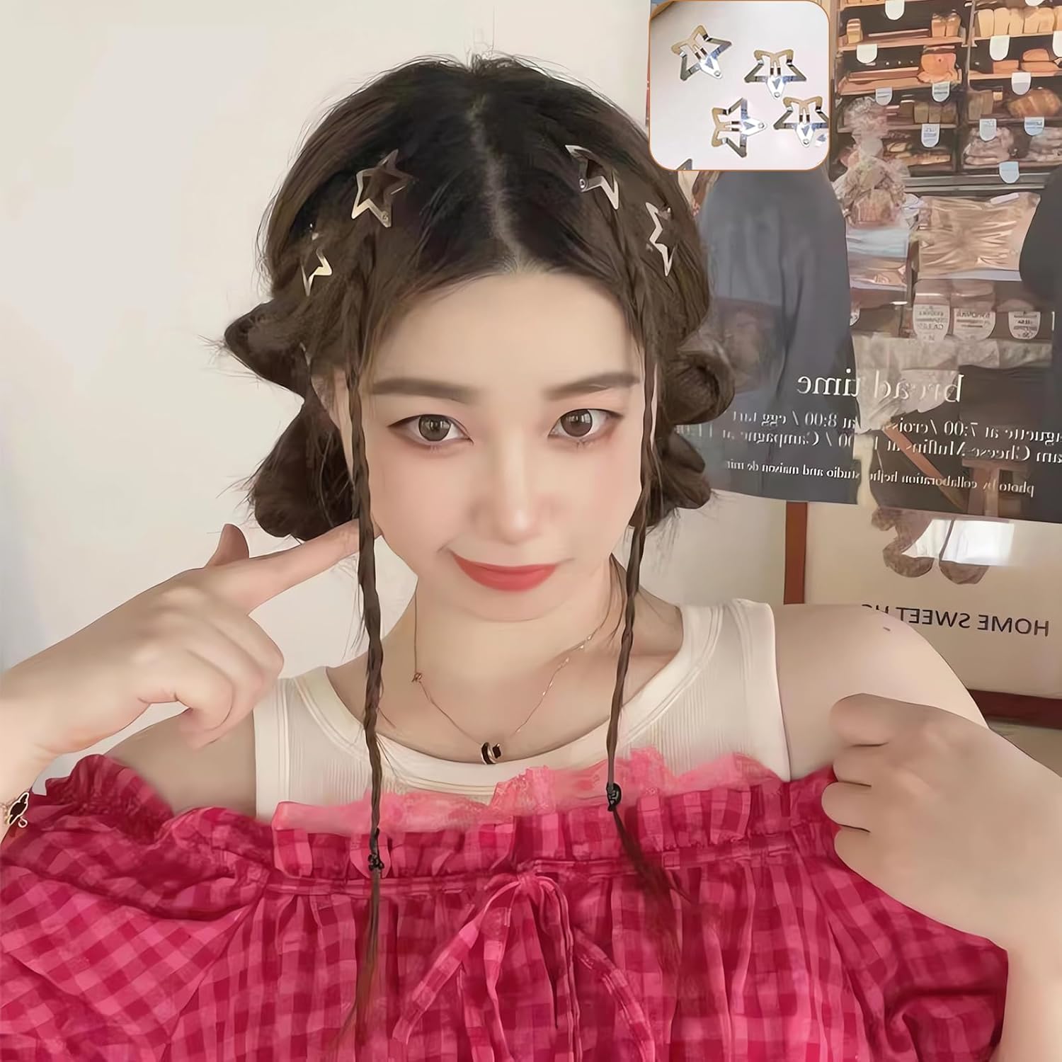 20 pinzas para el cabello Y2K de 1.57 pulgadas, accesorios plateados para el cabello de niña de los años 2000, pinzas de estrellas, pasadores de