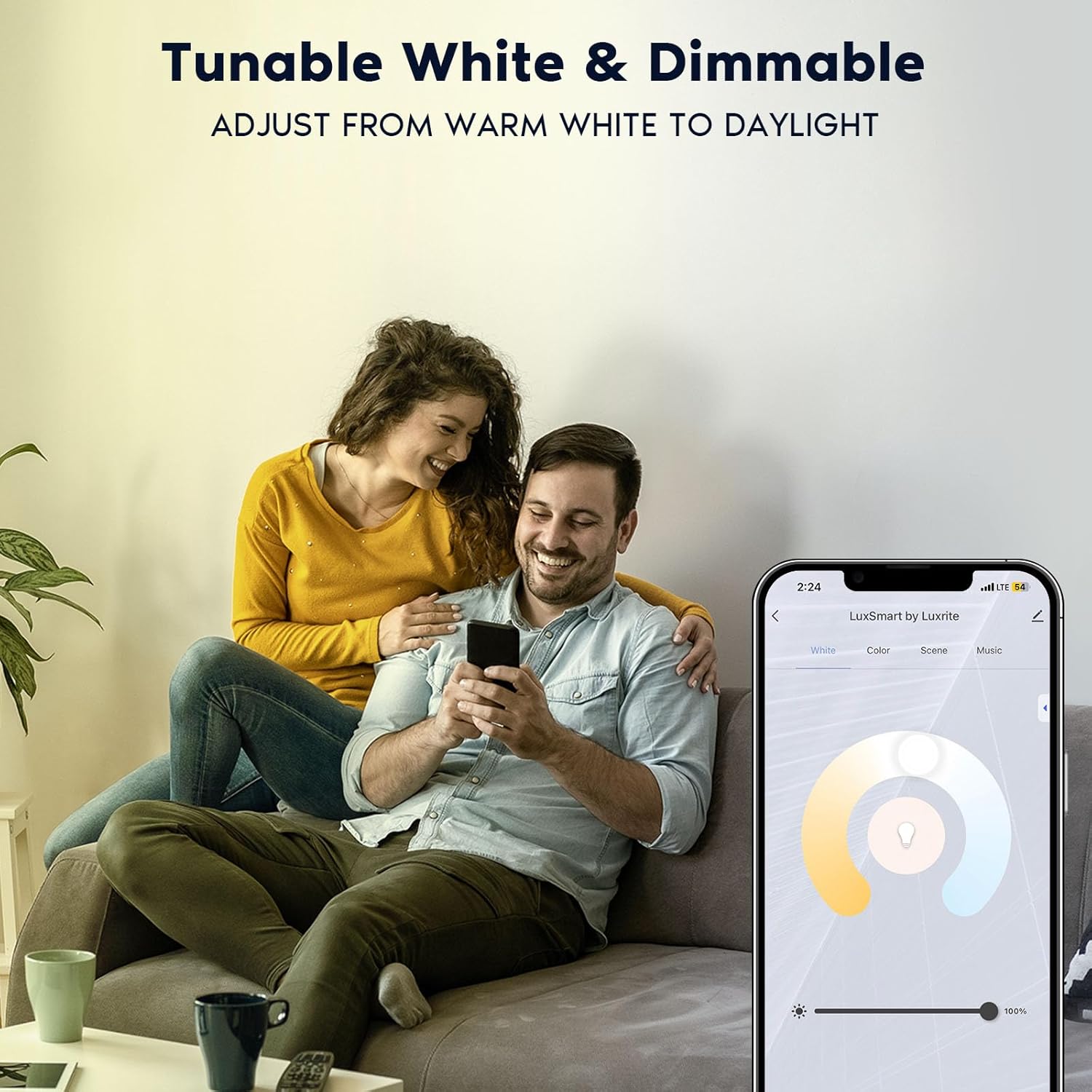 LUXRITE Iluminación empotrable LED inteligente de 4 pulgadas, cambio de color RGBW, aplicación WiFi y control de voz, compatible con Alexa y Google