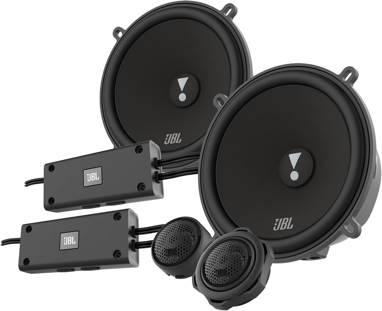 JBL – STADIUM52CF 5 14″ Altavoces de componentes de audio para automóvil de 2 vías (par) con sistema de actualización de rango medio de 3 pulgadas