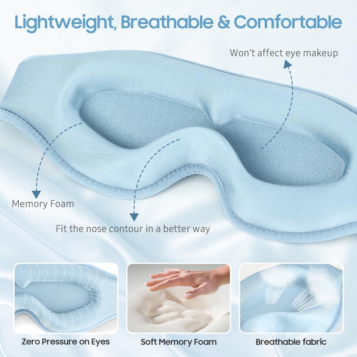 Máscara para dormir, antifaz de alta calidad para dormir, oscurecimiento total, comodidad suave superior, máscara de dormir de diseño ergonómico 3D