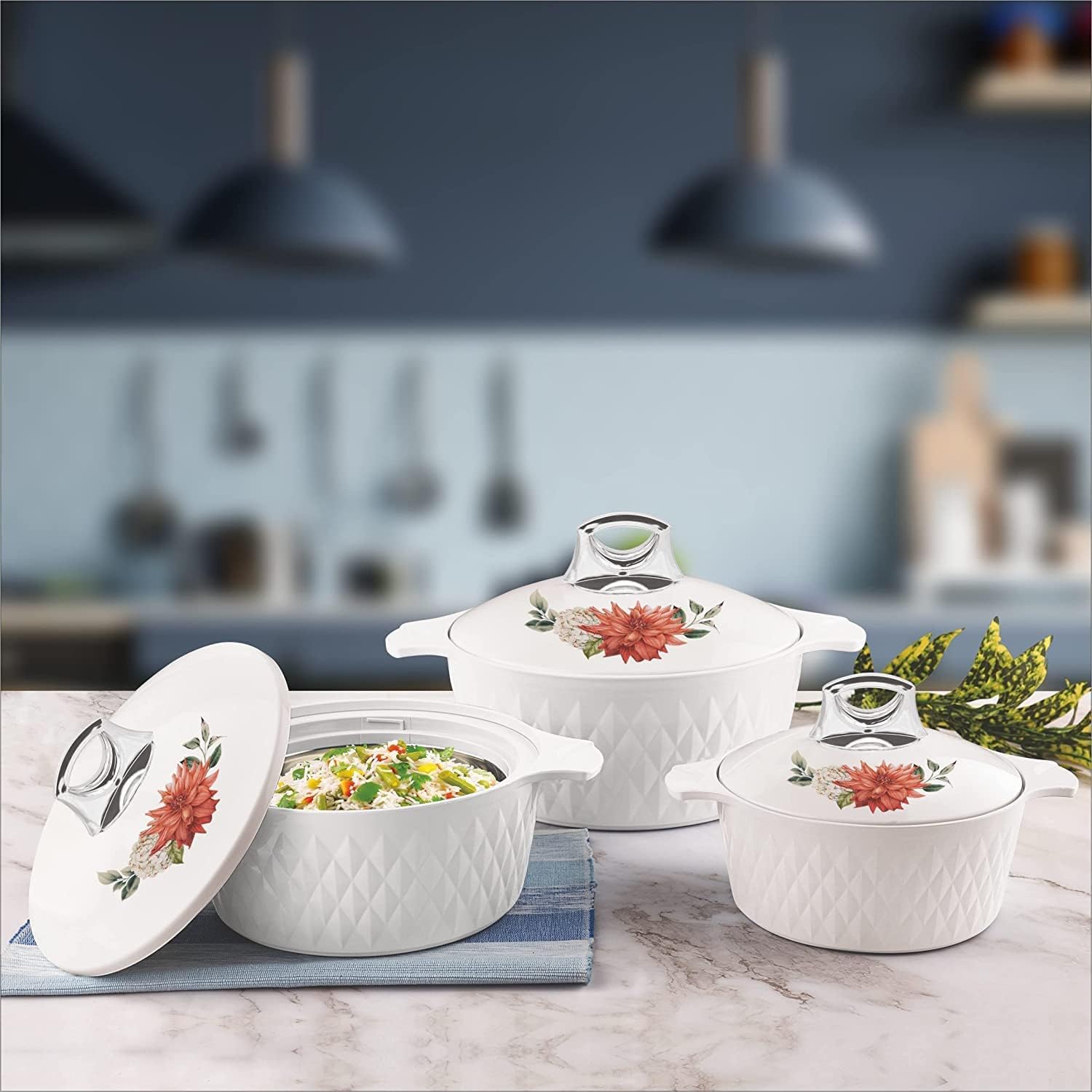 Tmvel Cacerola Hotpot, olla caliente aislada de acero inoxidable, calentador de alimentos, mantiene la comida caliente durante horas (84.5 fl oz,