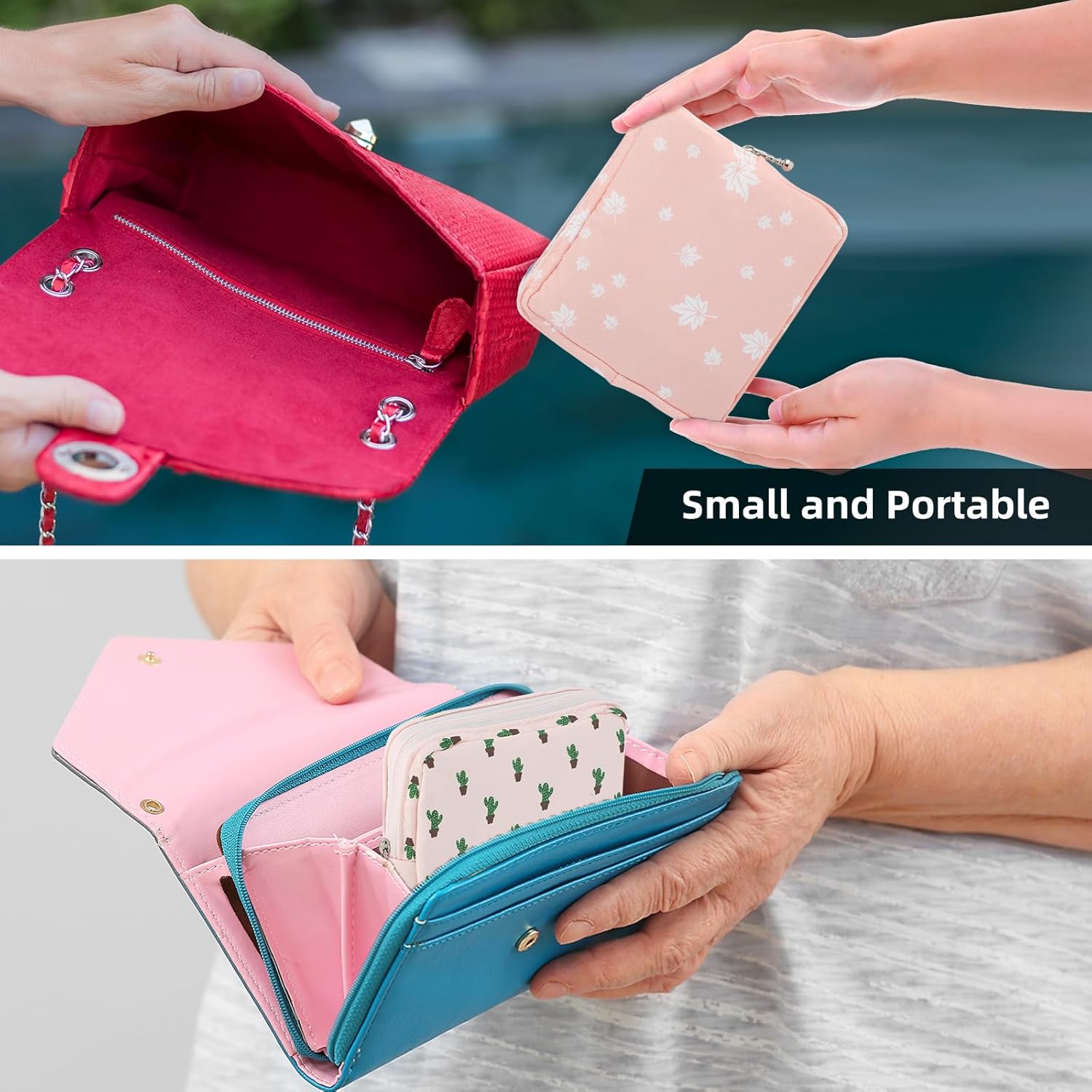 3 bolsas de período, bolsa de almacenamiento de almohadilla sanitaria, bolsa de período pequeño para bolso, bolsa de período menstrual, soporte para