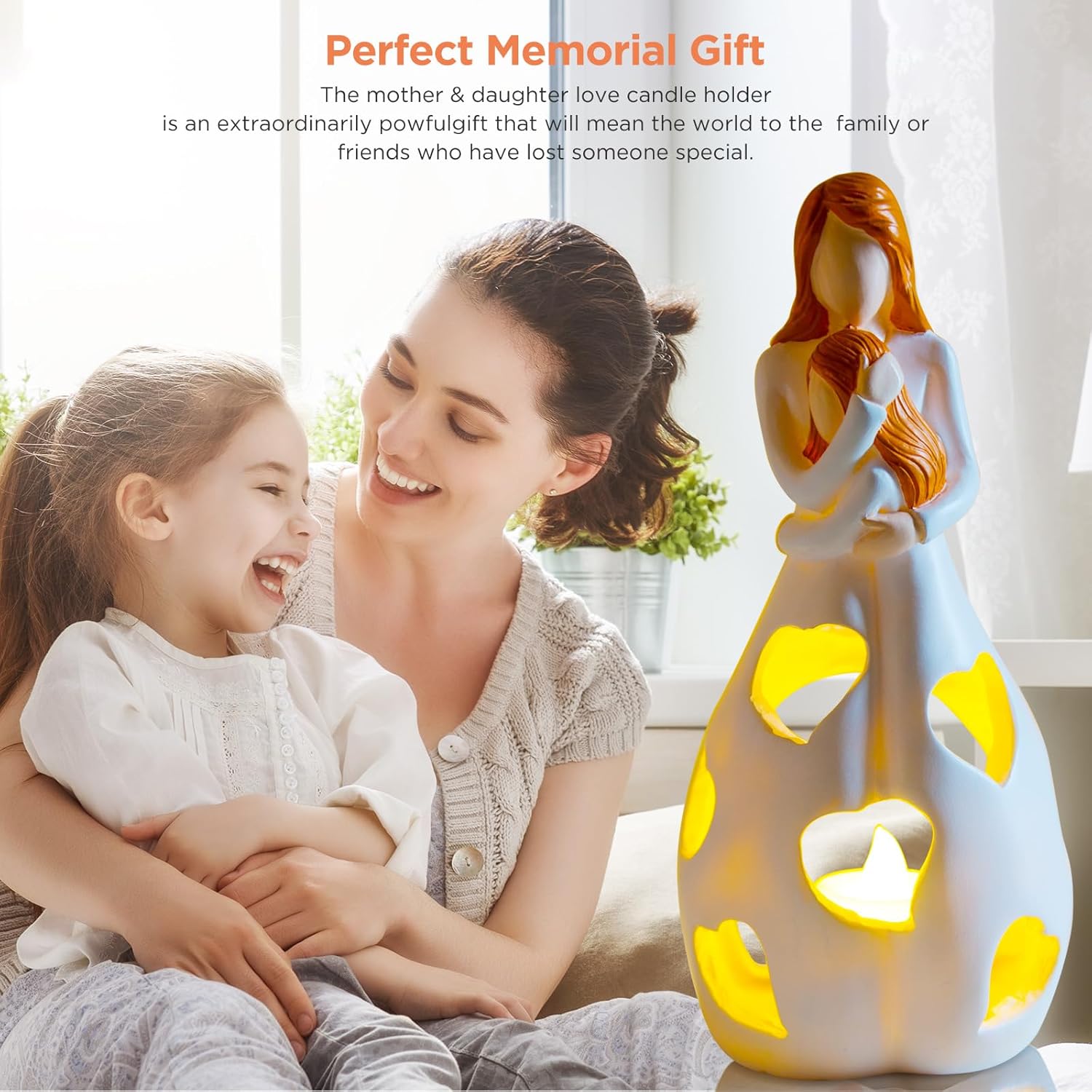 Styleonme Lámparas de vela, Estatua de la Madre e Hija, Regalos de Navidad de la hija, Gran Madre Regalos, Regalo de la Hija de la Madre, Regalo de