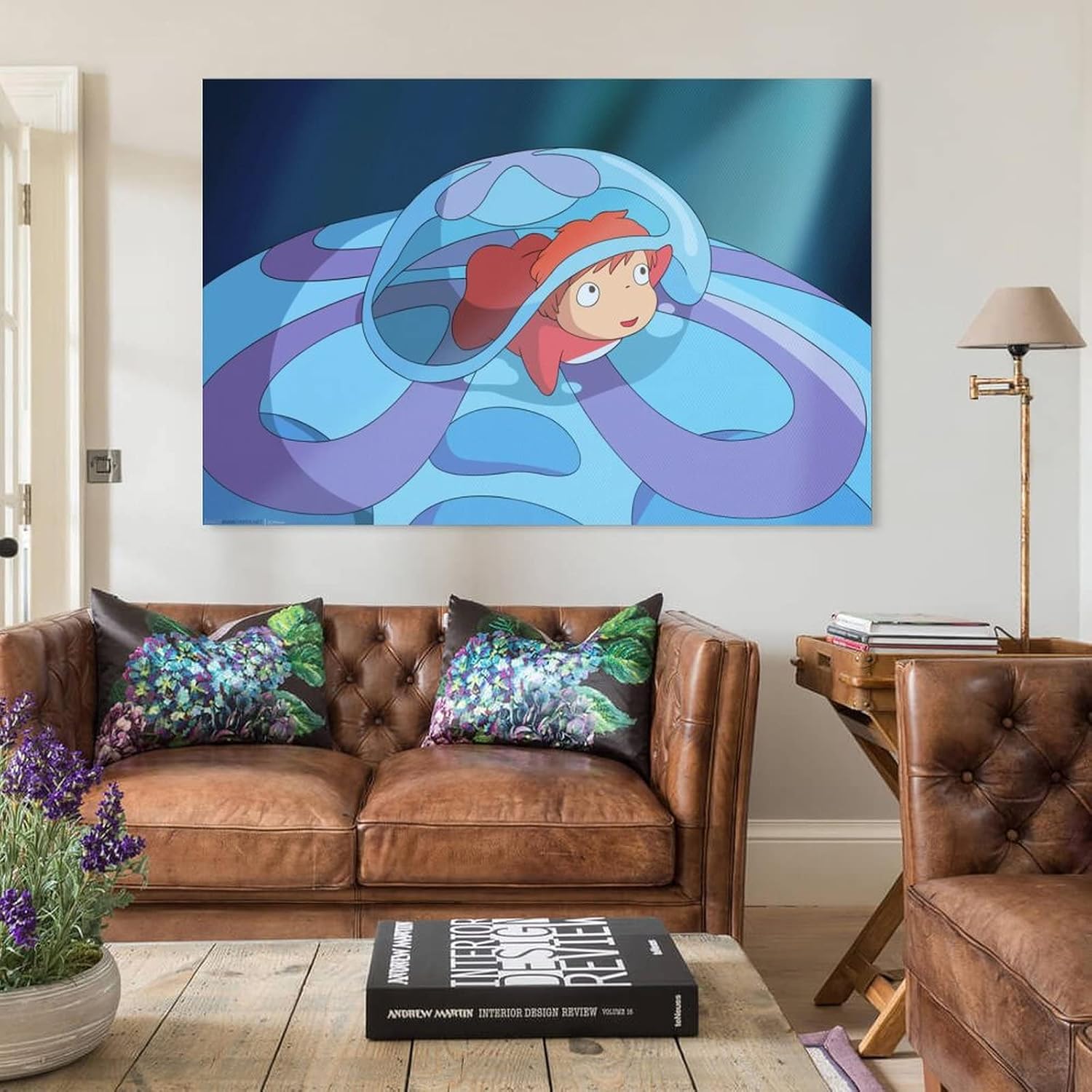 Ponyo on The Cliff – Pósteres estéticos kawaii de películas de anime, decoración de dormitorio infantil (2) pinturas artísticas en lienzo,