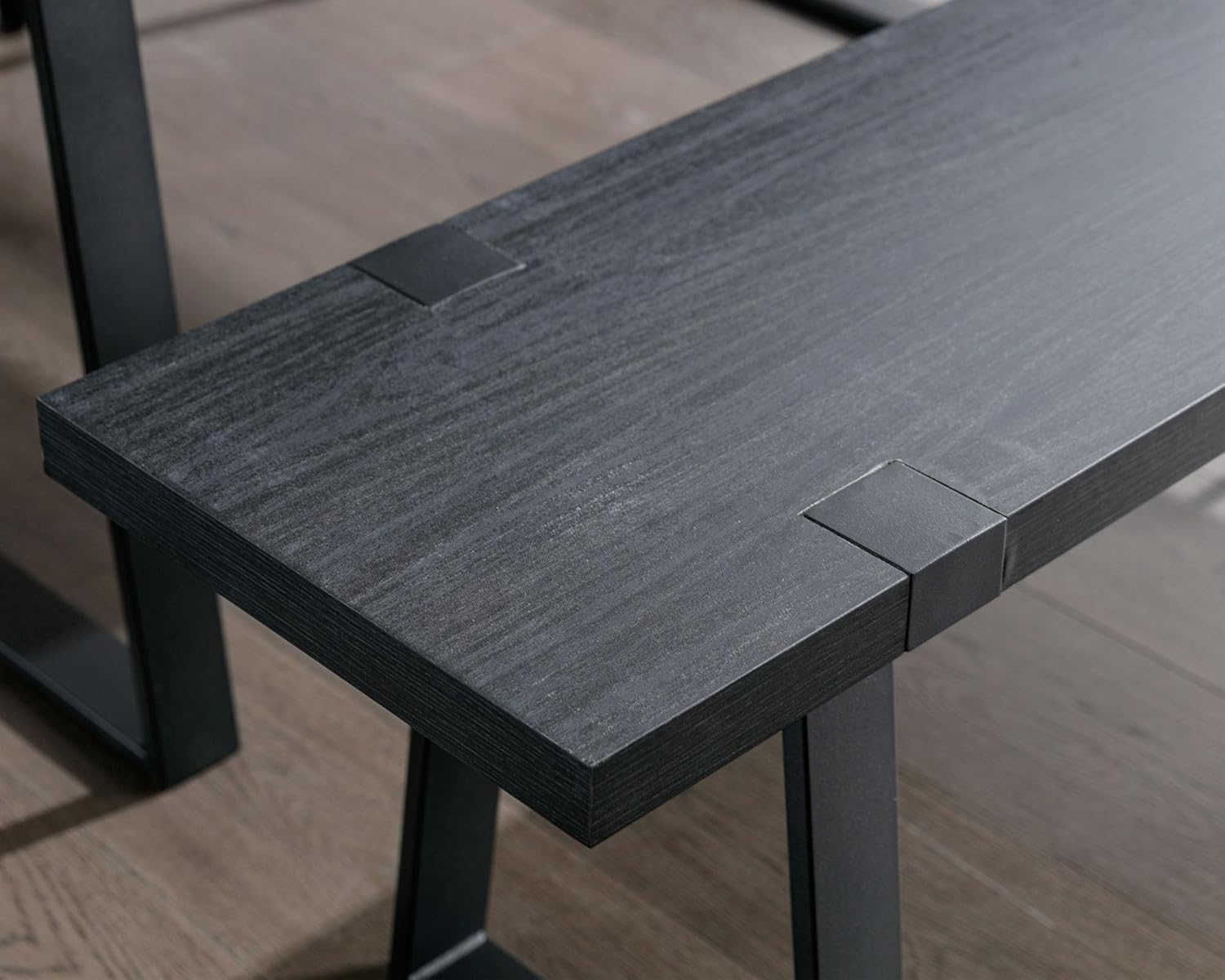 VESCASA Banco de comedor de madera de 60 pulgadas con patas de metal negro para comedor, cocina, color negro