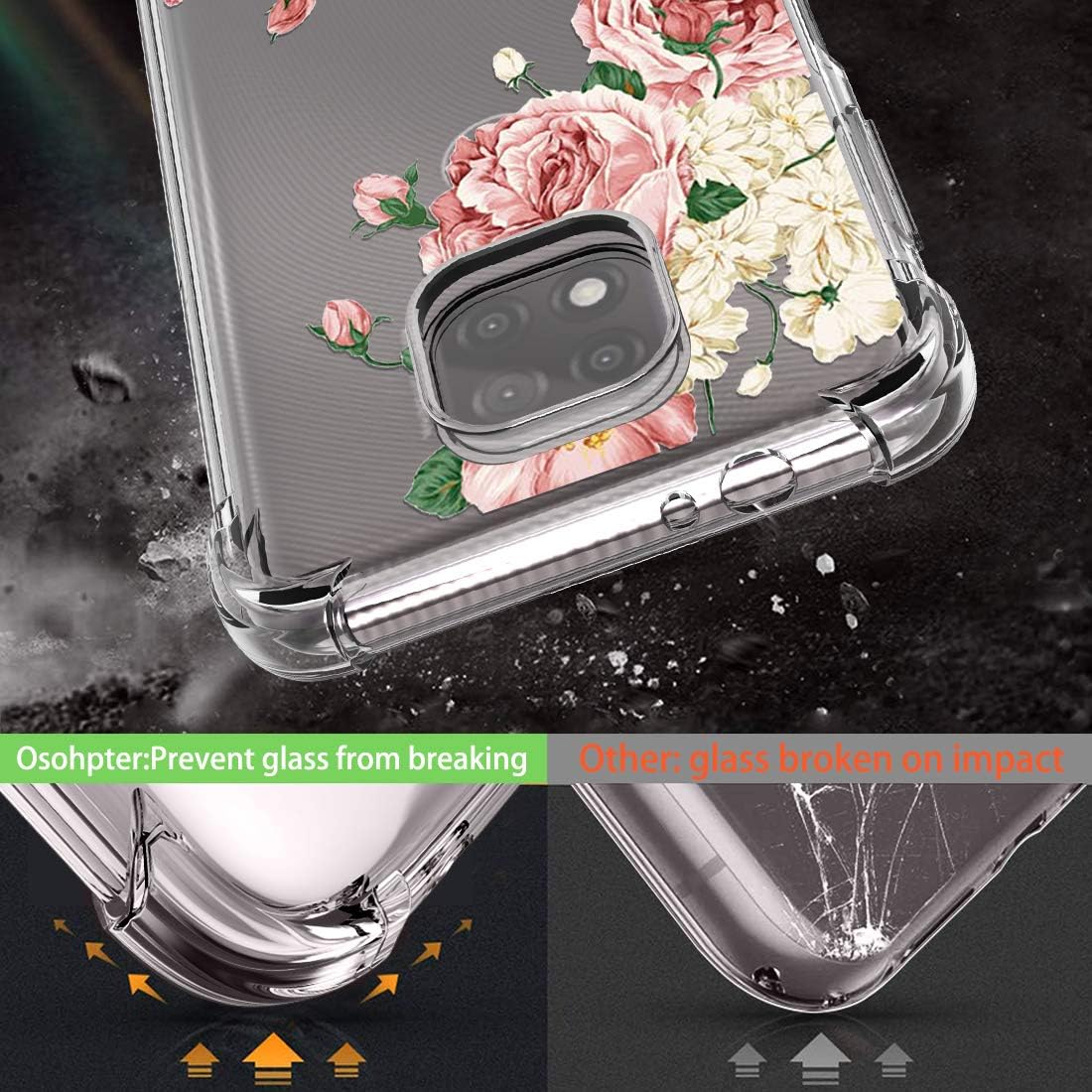 Osophter Funda para Moto G Power 2021, diseño floral floral para niñas y mujeres, absorción de golpes, flexible de goma TPU para Motorola G Power