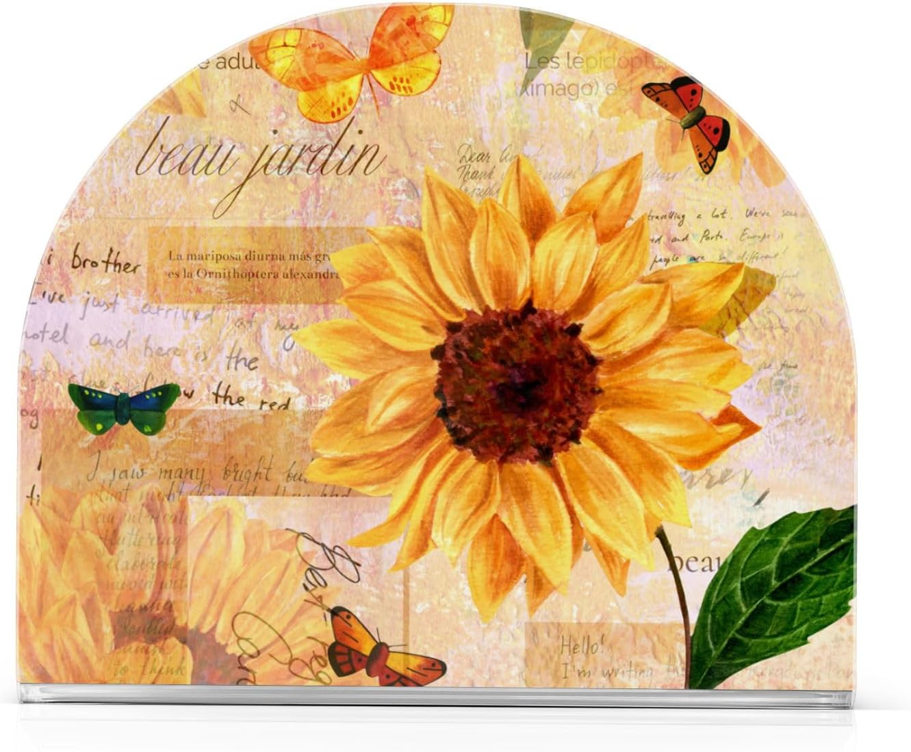Servilletero vintage de girasol y mariposa, servilleteros acrílicos para mesa de cóctel, dispensador, soporte de papel para cocina, comedor,