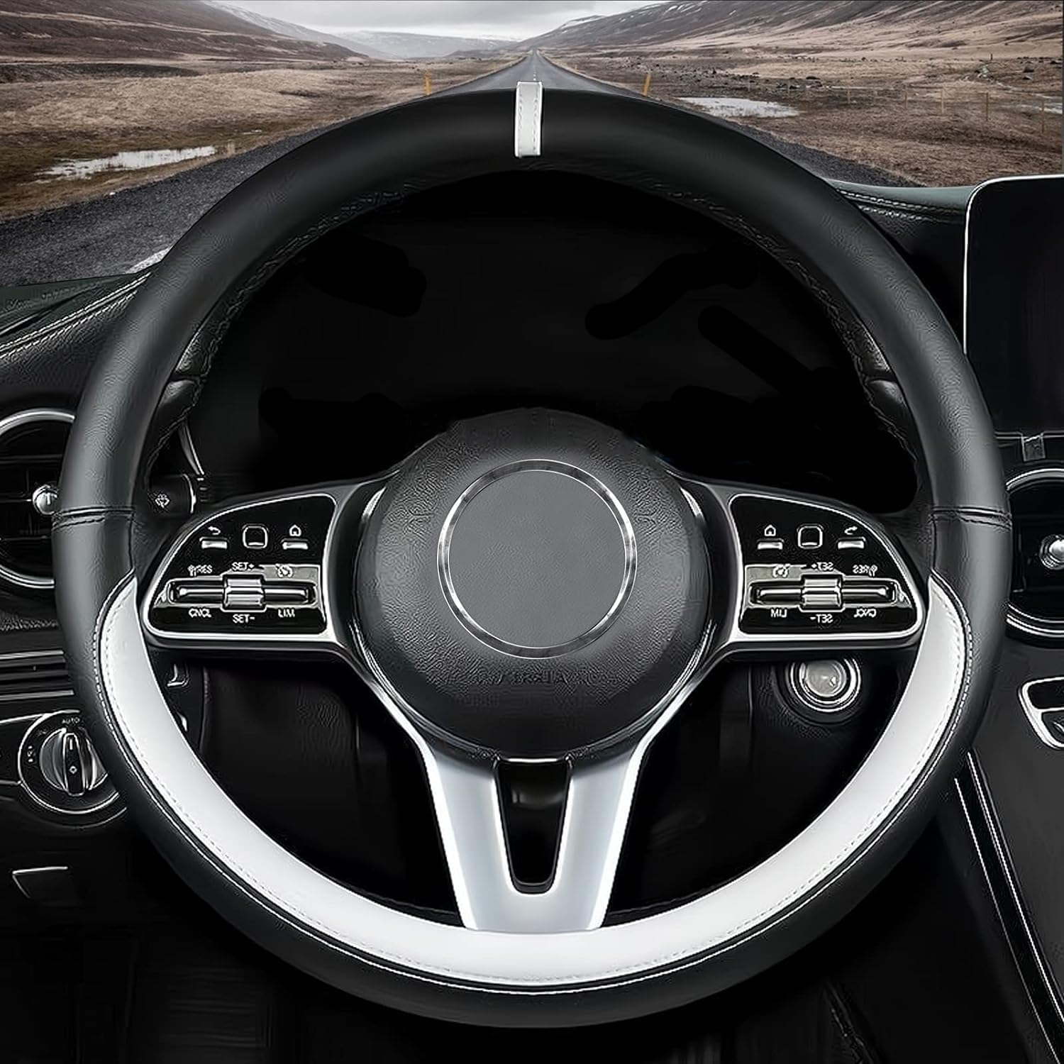 Funda antideslizante para volante de automóvil, funda de cuero napa antideslizante para volante de automóvil, diseñada para accesorios interiores de
