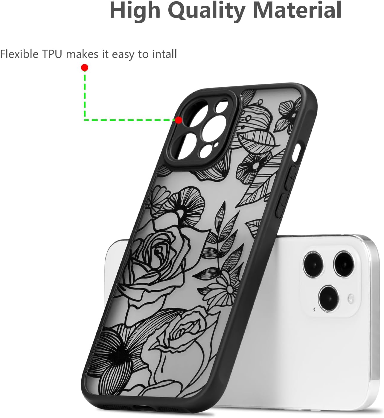 XIZYO Funda para iPhone 13 Pro Max de 6.7 pulgadas, diseño de estampado floral de rosas para niñas y mujeres, funda protectora de TPU a prueba de