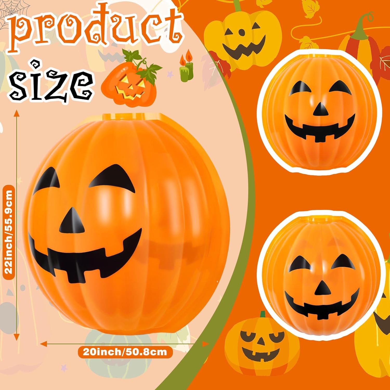 Retisee Cubierta de luz de calabaza de Halloween, pantalla de lámpara Jack O Lantern de 20 pulgadas de profundidad x 22 pulgadas de alto, pantalla