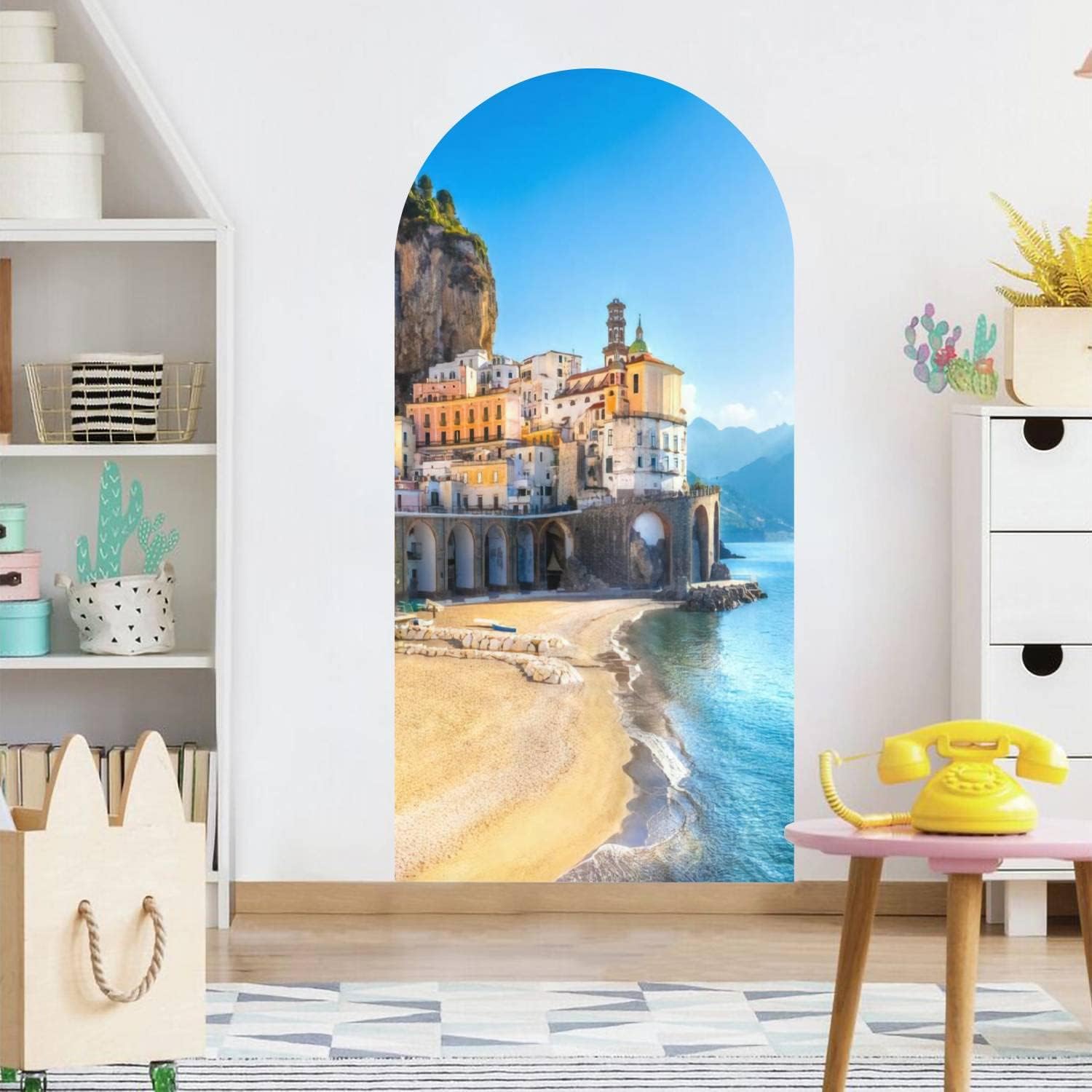 Adhesivo decorativo para pared, diseño de paisaje urbano de Italia, autoadhesivo, extraíble, decoración de pared para sala de estar, dormitorio,