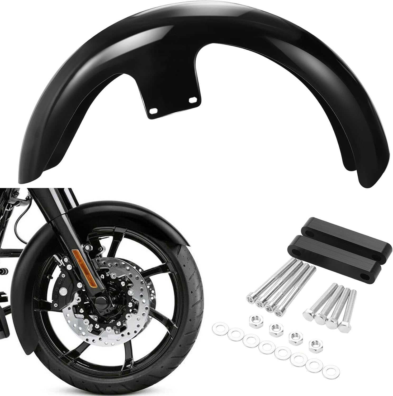 Guardabarros delantero para motocicleta de 21 pulgadas, versión mejorada, para guardabarros delantero, piezas compatibles con Harley Touring Road