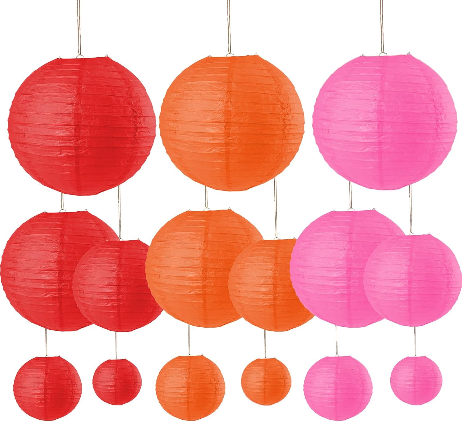 15 linternas de papel, linternas redondas de papel chinas, linternas de papel redondas para colgar en bodas, fiestas de cumpleaños, baby shower