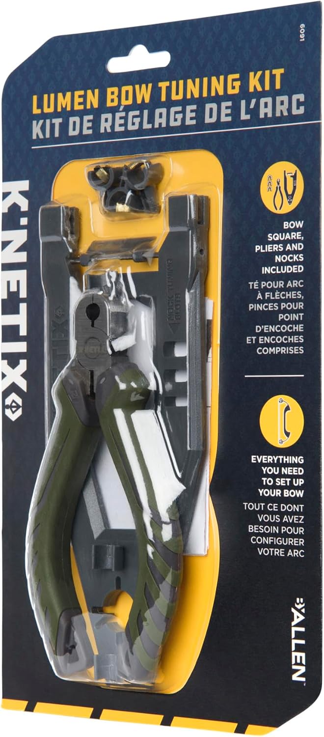 Allen Company K’Netix Kit de afinación de arco Lumen, compatible con compuesto, recurvo y arco largo, gris