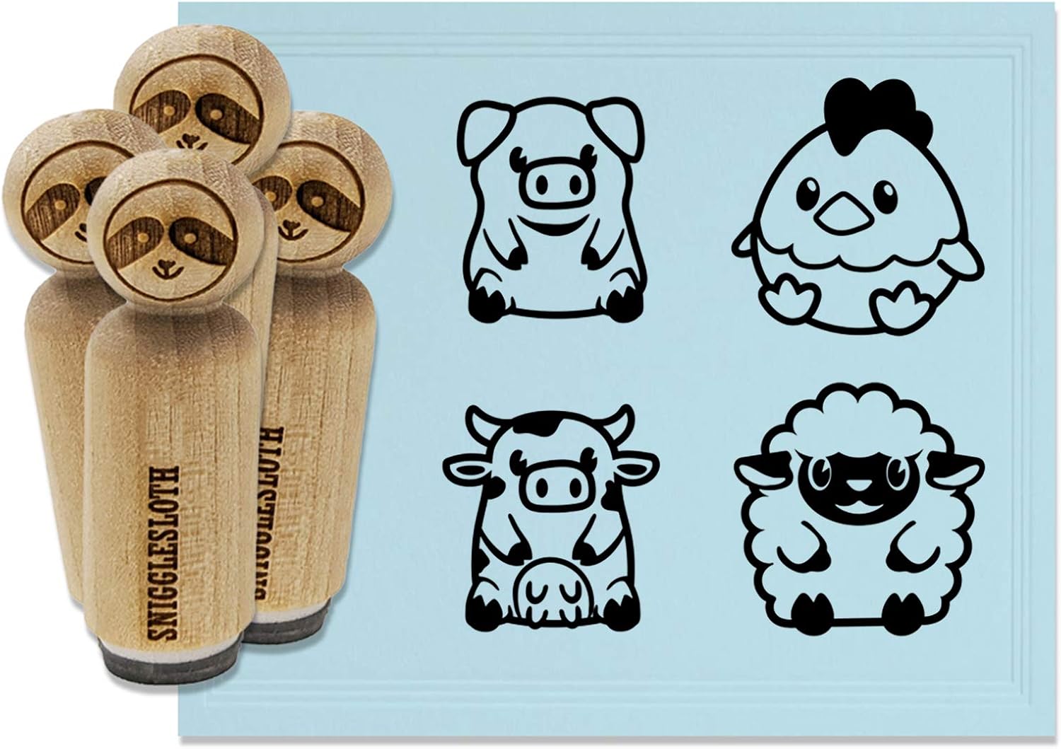 Juego de sellos de goma con diseño de animales de granja, oveja, vaca, pollo, cerdo, para sellar planificadores de manualidades, mini de 12 pulgada