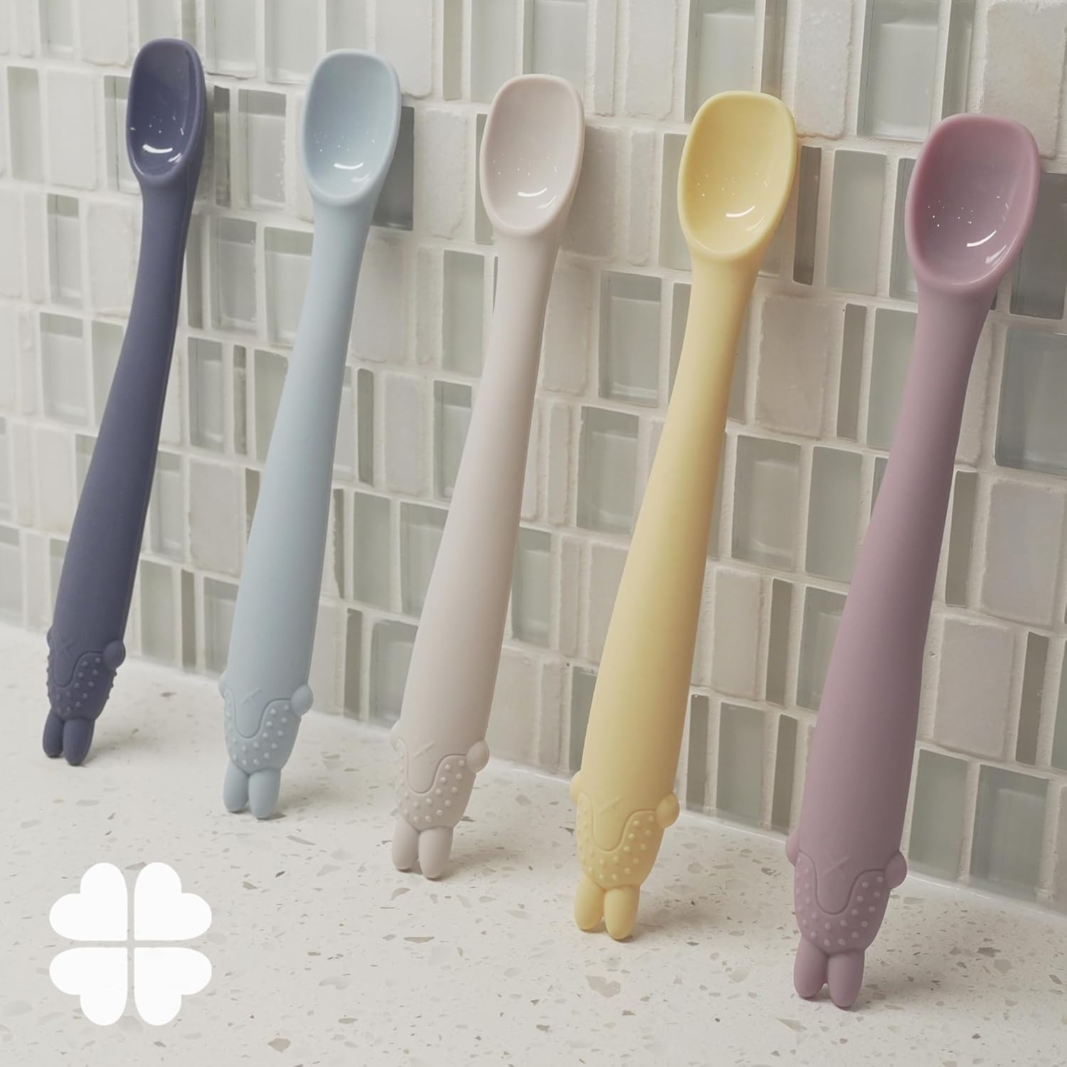 Cucharas de silicona para alimentación para bebés, primera etapa, utensilios flexibles para el destete de bebés y padres y bebés, autoalimentación y