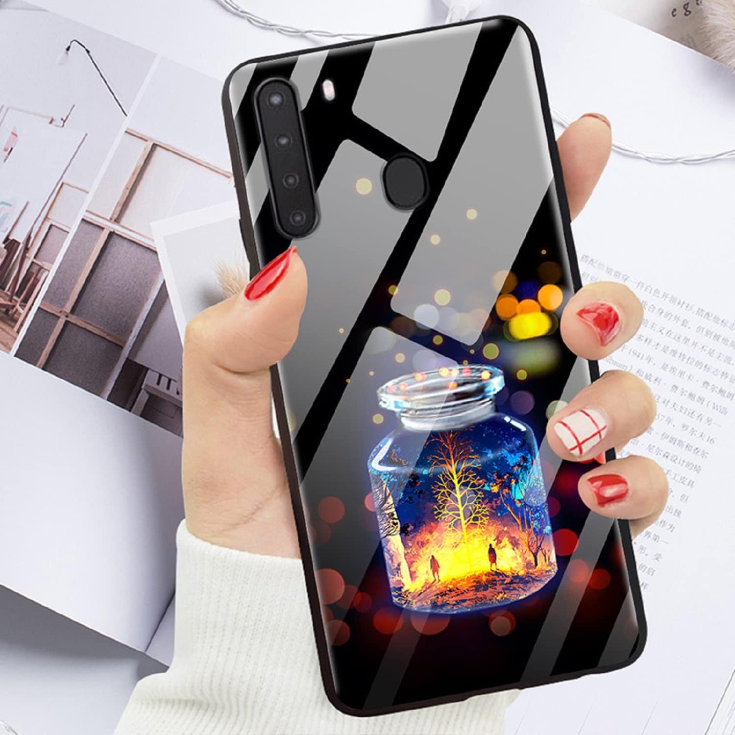 Funda de vidrio templado con foto personalizada para OPPO R17 Find X2 X3 F17 F9 A72 Reno 8 7 6 Realme 8 Pro, personaliza la imagen 9H parte trasera