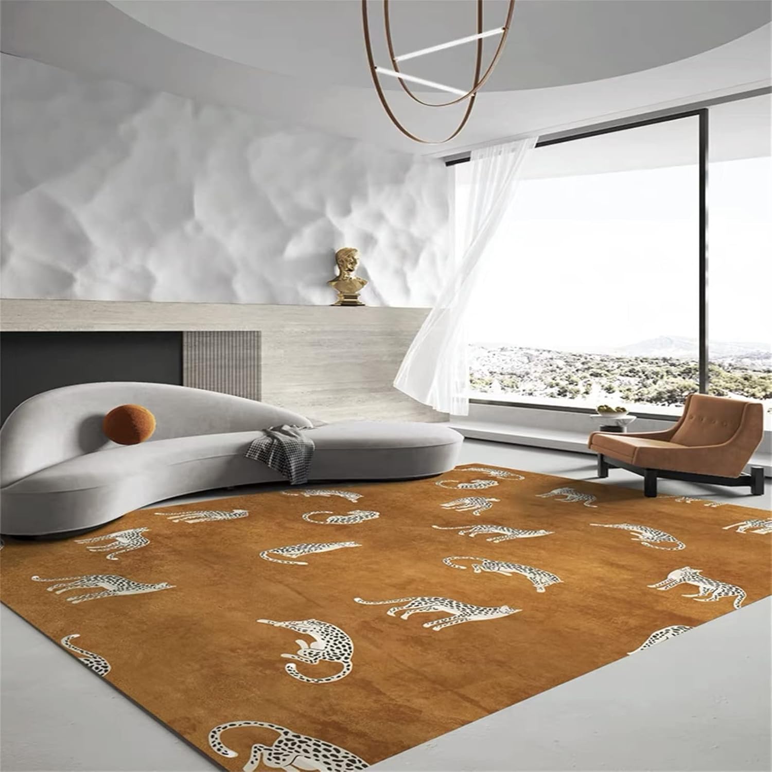 Alfombra de área con estampado de leopardo, 3 x 5 pies, alfombra con estampado de guepardo africano majestuoso y vida silvestre, alfombra de pelo
