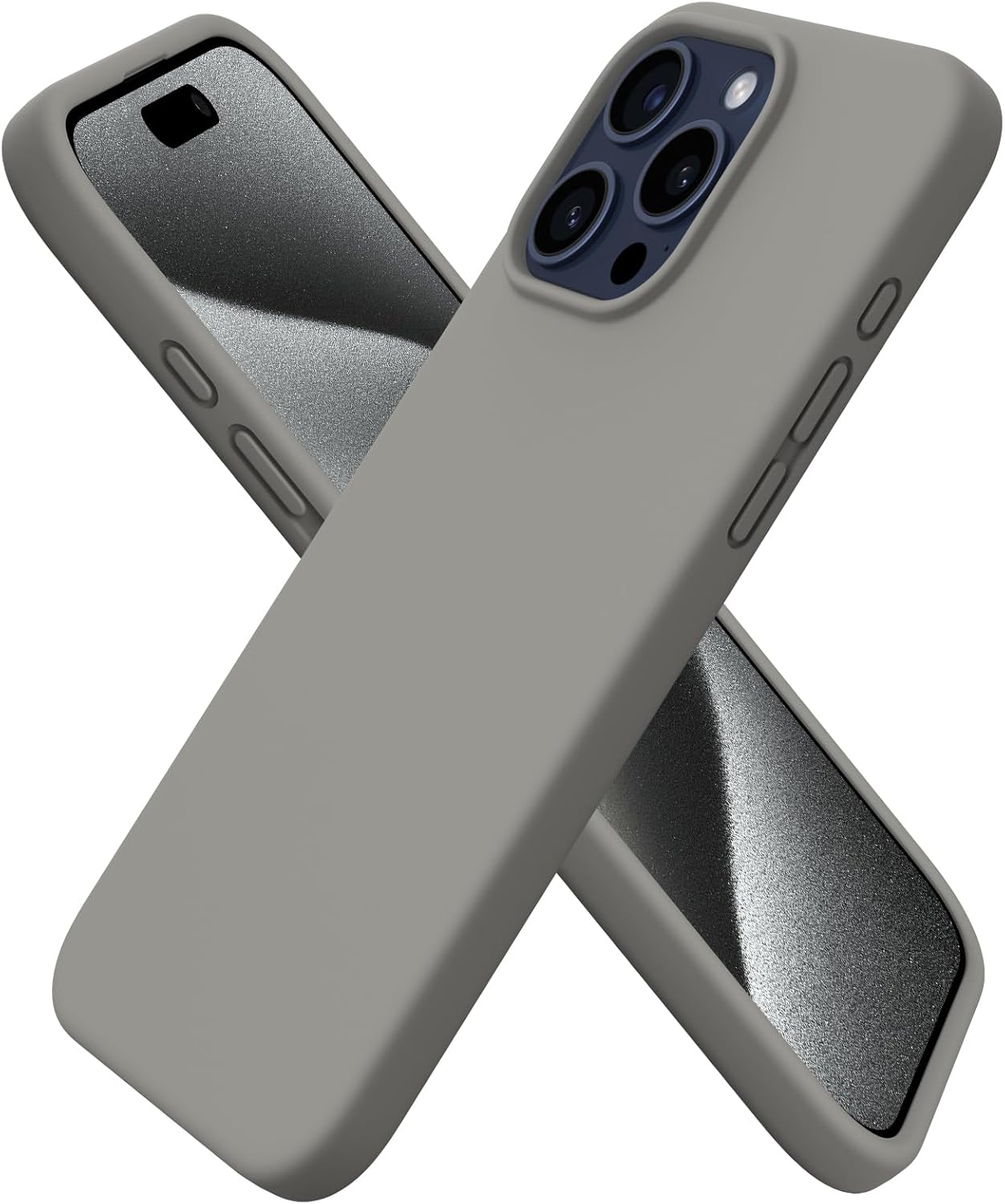 ORNARTO – Funda compatible con iPhone 15 Pro Max de 6.7 pulgadas, delgada, de silicona líquida, 3 capas, caucho en gel suave, a prueba de golpes,