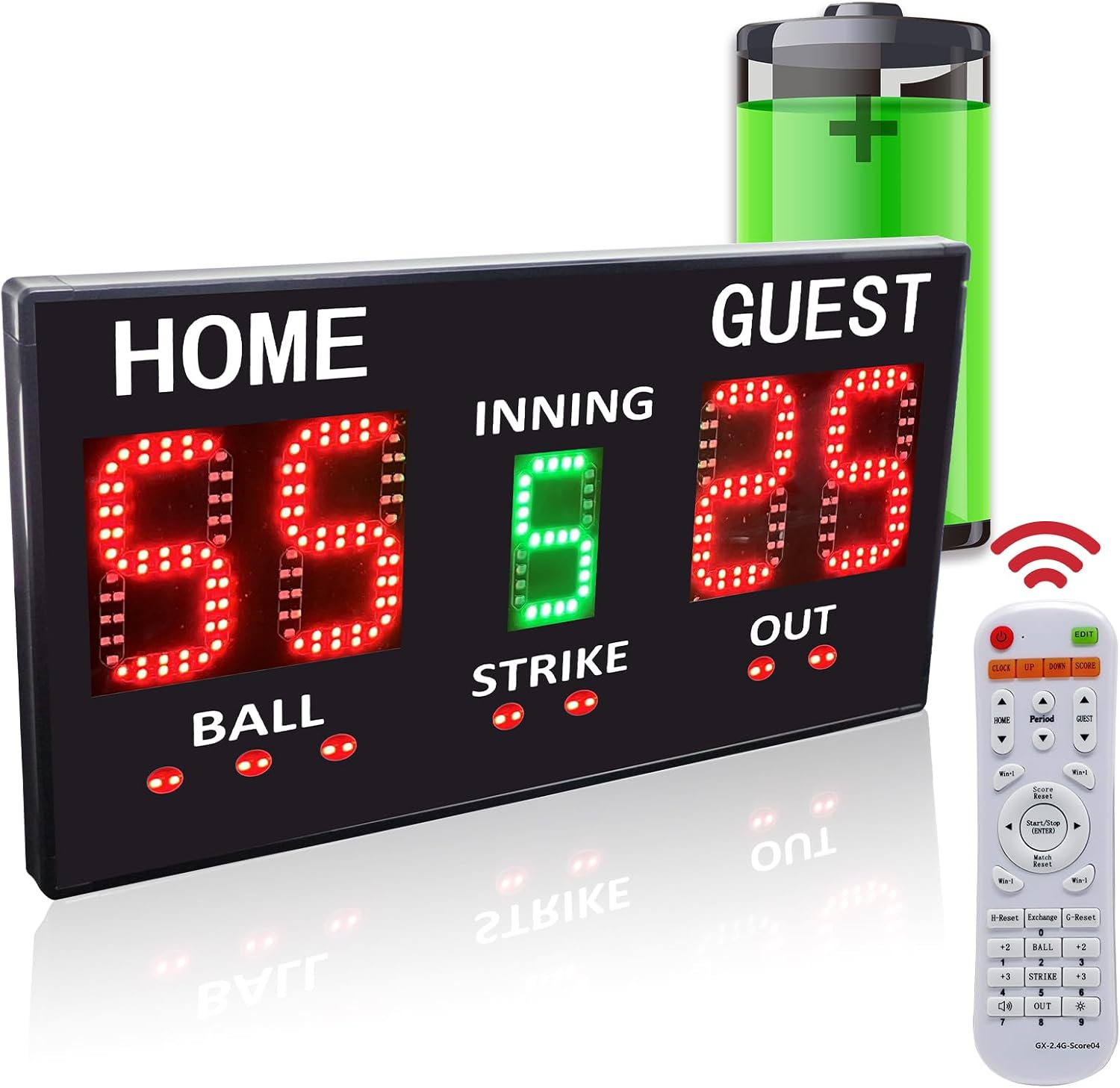 YZ Marcador de béisbol portátil LED para valla, marcador digital de alta luz con control remoto, marcador electrónico inalámbrico recargable,