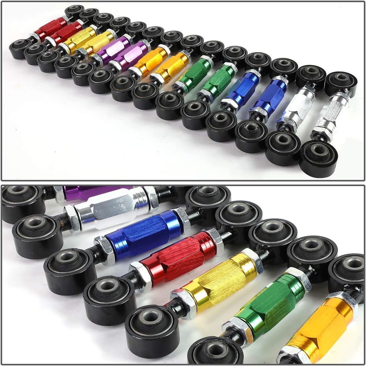 Kit de ajuste de dedo inferior trasero de aluminio brazos de control negros compatibles con Civic Integra CRX Del Sol