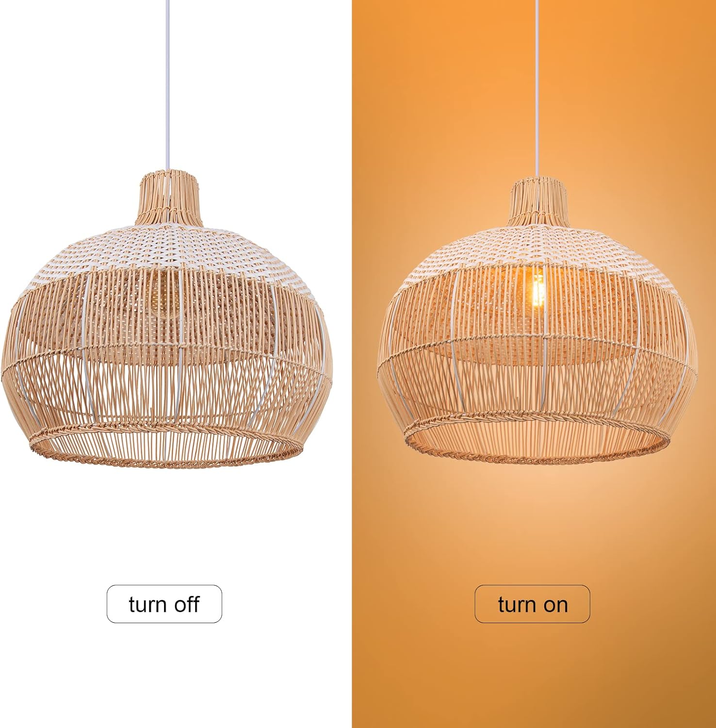 Arturesthome Lámpara colgante de ratán blanco para fregadero de isla de cocina, candelabro de mimbre, pantalla de techo colgante tejida a mano