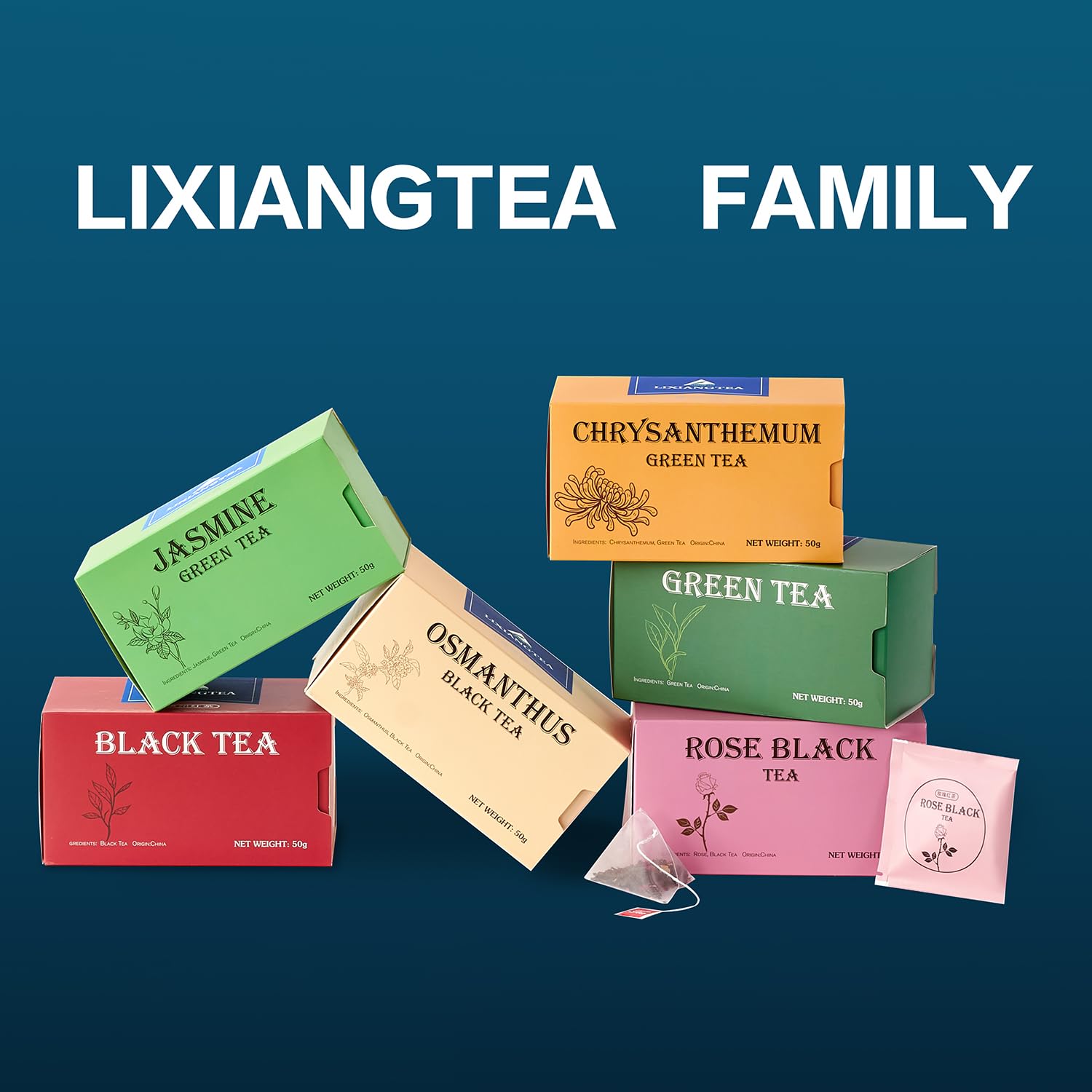 LIXIANGTEA Osmanthus – Bolsas de té negro  Pétalo de Osmanthus 100% natural, té de Guihua chino  25 bolsas de té piramidal  Hoja suelta de