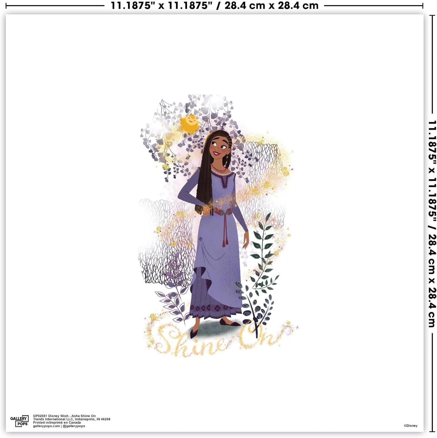 Trends International Gallery Pops Disney Wish – Póster de pared Asha Shine On Wall Art, 12.00 x 12.00 pulgadas, versión sin marco