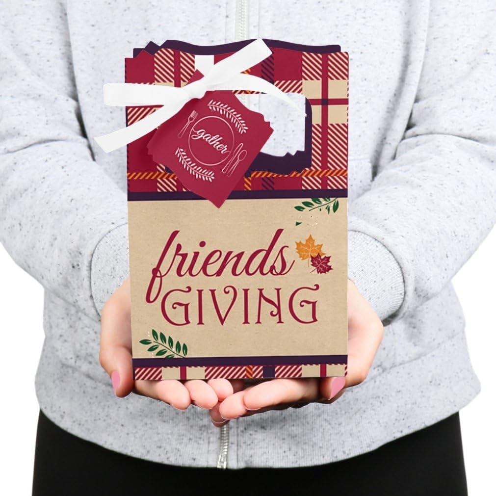Big Dot of Happiness Friends Thanksgiving Feast – Cajas de regalo para fiesta de amigos, juego de 12