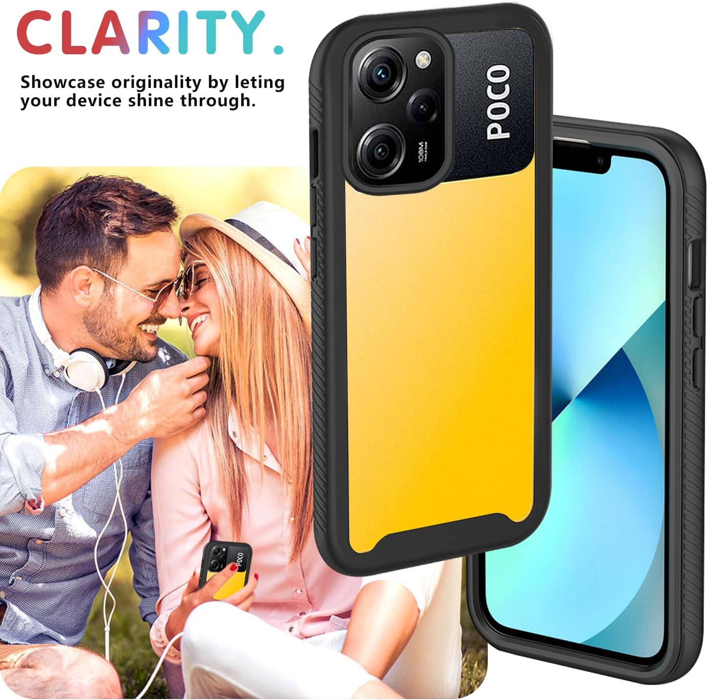 Wousunly Funda compatible con Poco X5 Pro de protección completa de 360 grados, transparente, funda para teléfono Xiaomi Poco X5 Pro, funda de
