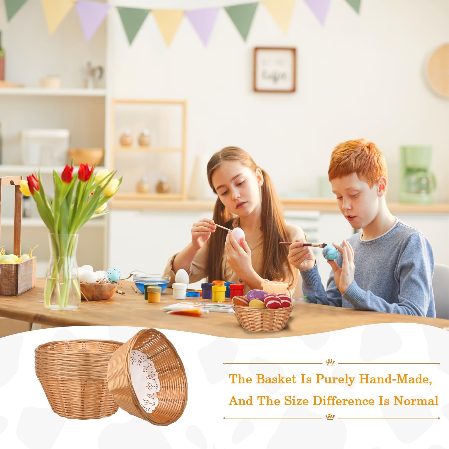 Yimerlen 12 cestas pequeñas redondas de pan de plástico estilo comedor para servir 7 x 7 x 3 pulgadas, cestas de pan calentadas tejidas para frutas,