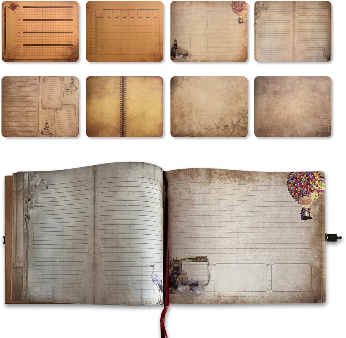 Libro de aventuras, libro de recortes, diario de viaje, libro de fotos con tapa de letras en relieve, álbum de fotos grande hecho a mano para