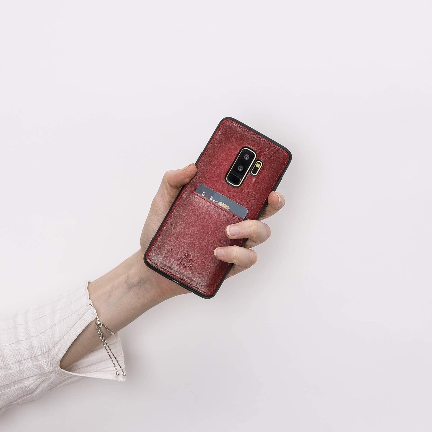 Venito Cosa – Funda de piel tipo cartera compatible con Samsung Galaxy S9 Plus, 6.2 pulgadas, extra segura, con cubierta trasera acolchada (rojo
