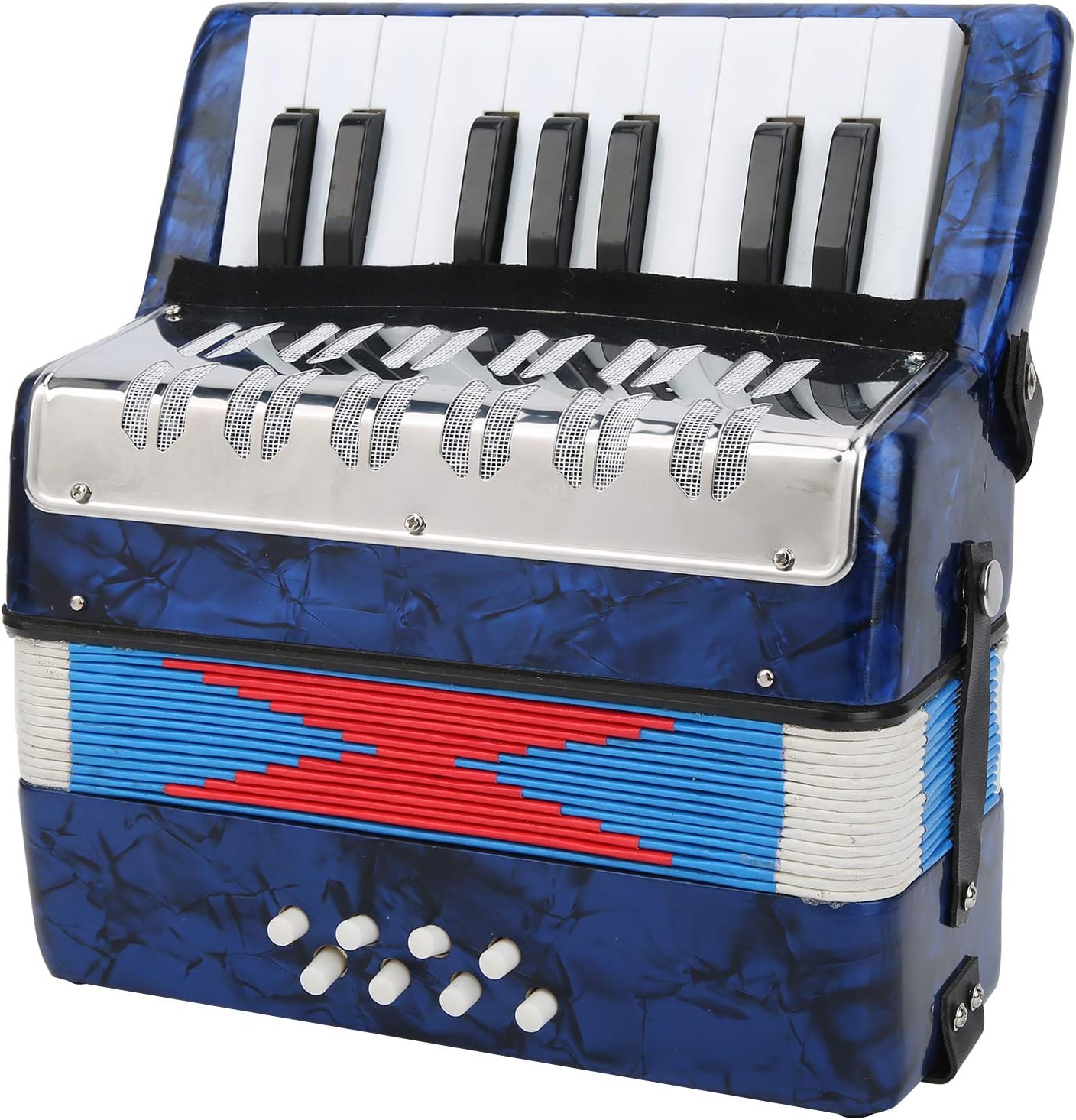 Acordeón para niños, instrumento musical de acordeón de 17 teclas para niños o aficionados, cómodo y ligero en uso. (azul oscuro)
