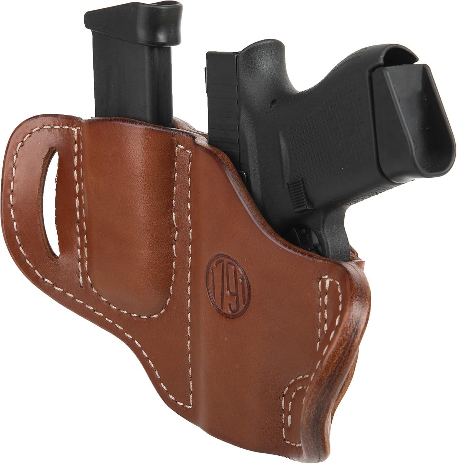 1791 Gunleather Funda G43, pistola de cuero OWB y funda Mag para cinturones. Compatible con Glock 43, Ruger LC9, SR22, Kimber Micro, Hellcat OSP y