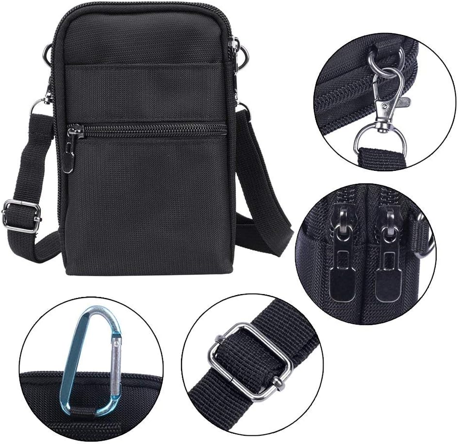 Sinbomay Riñonera cruzada para teléfono celular con bloqueo RFID, de nailon resistente al agua, estilo casual y a la cintura, cartera cruzada, bolsa