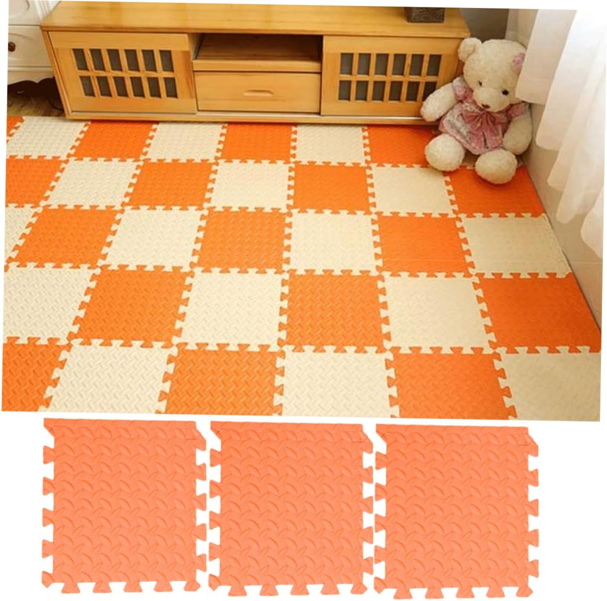 Kisangel Alfombra acolchada para niños, 6 unidades, azulejos de espuma, rompecabezas de piso, tapete extragrande, azulejos de Eva, tapete de
