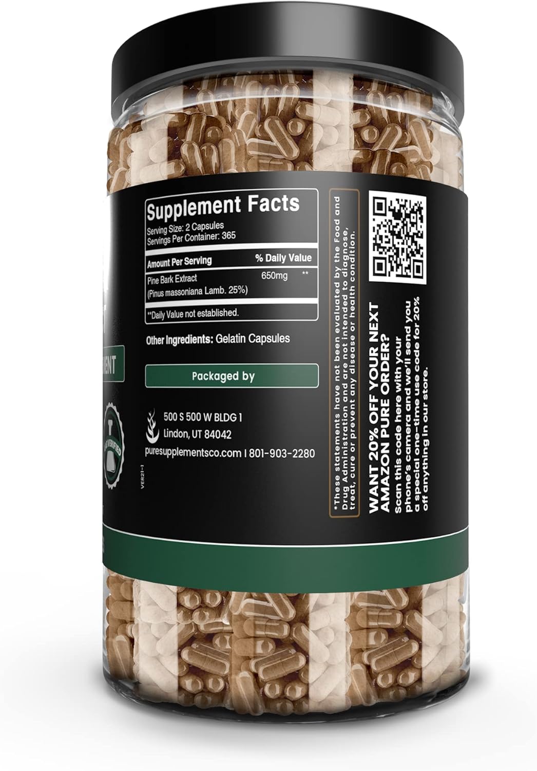 Pure Original Ingredients Extracto de corteza de pino (730 cápsulas) sin magnesio o rellenos de arroz, siempre puro, verificado por laboratorio