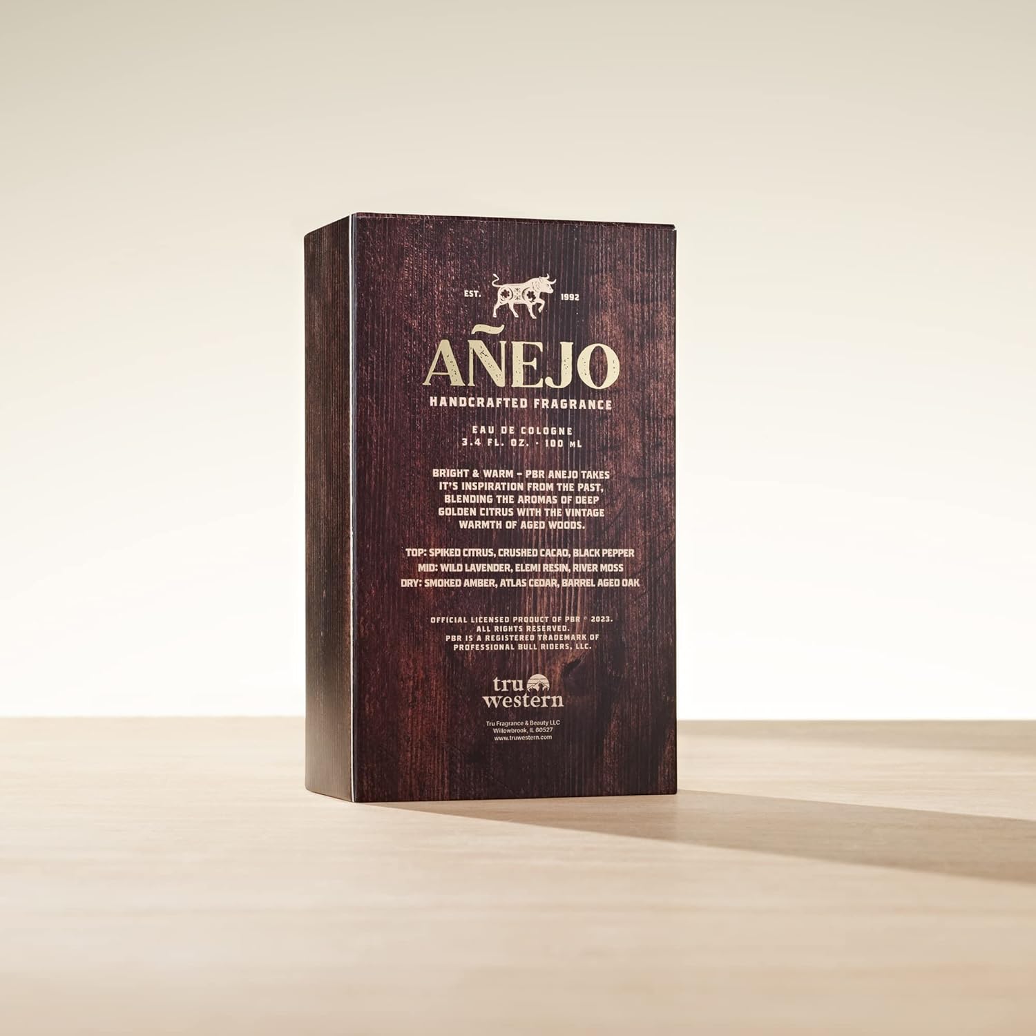 Tru Western PBR Anejo Colonia para hombre, 3.4 fl oz (3.4 fl oz) – Brillante y cálido