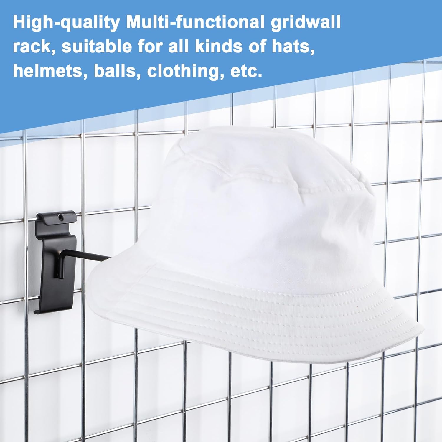 6 piezas de sombreros para rejilla de pared, estante de metal negro para casco, estantes de exhibición minorista, organizador de rejilla para