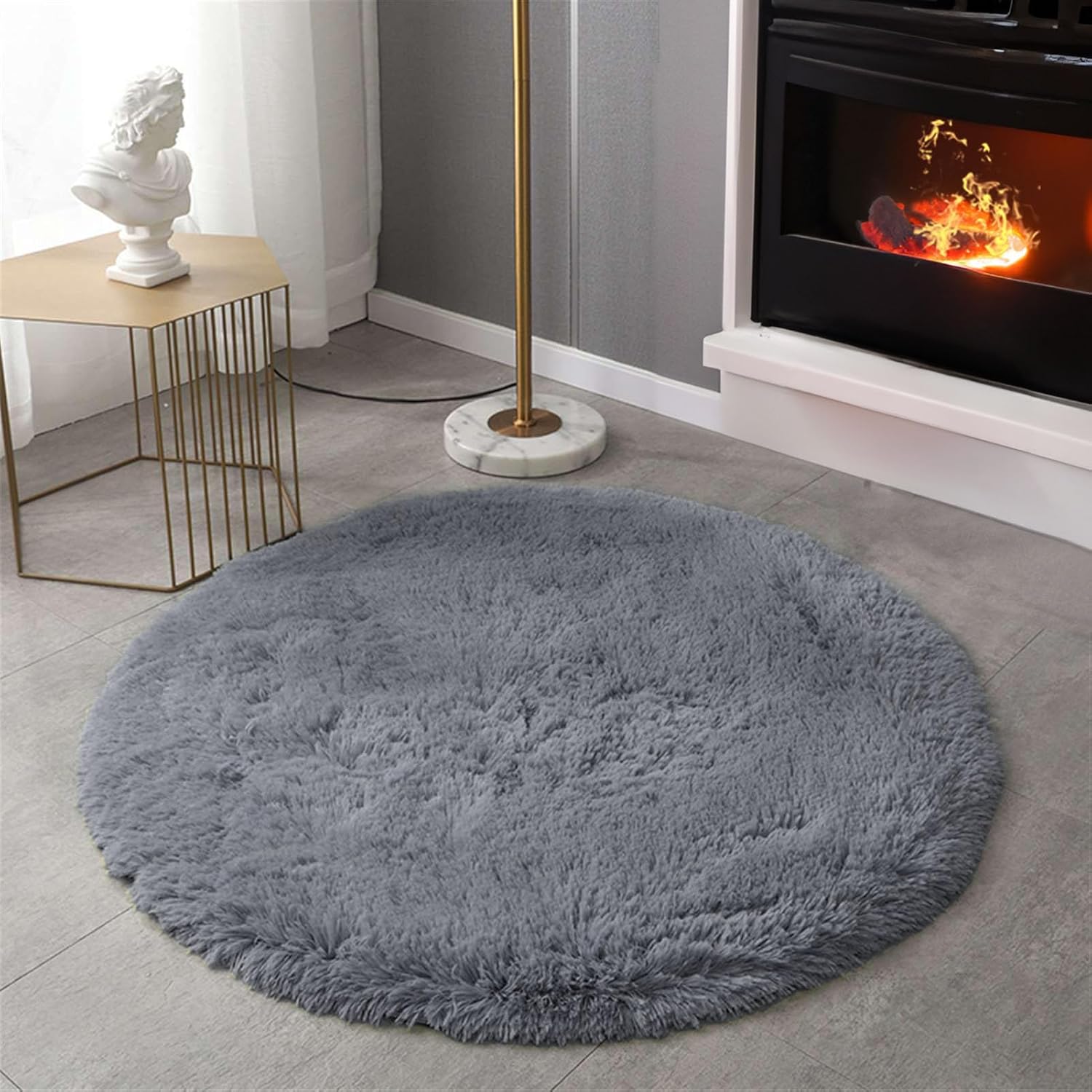 Alfombras redondas para dormitorio, suaves y esponjosas, antideslizantes, grandes para sala de estar, dormitorio, habitación de los niños,