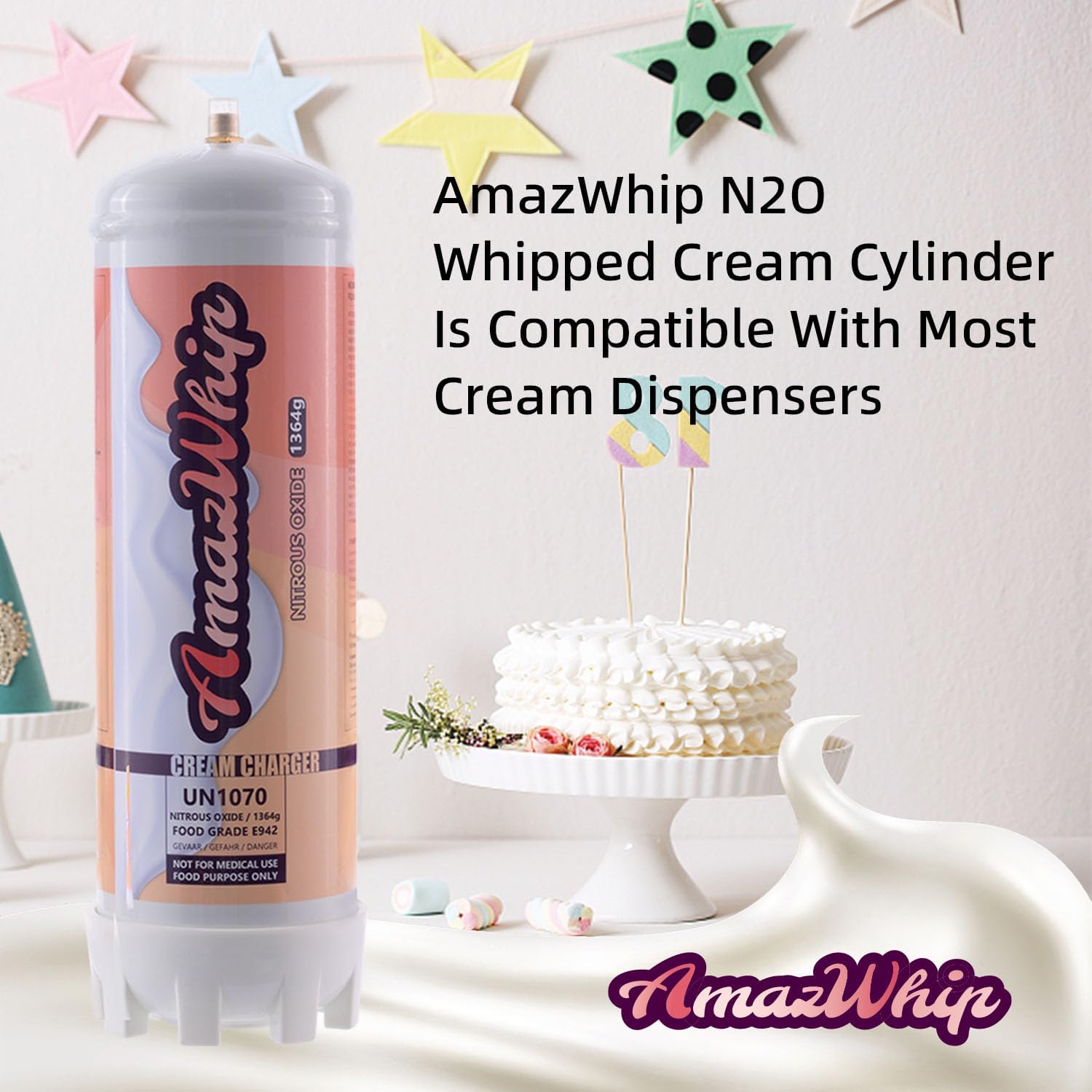 Cargador de crema batida, tanques de 2.2 litros,Cilindros de cargador de crema 1364G (2 cilindros)