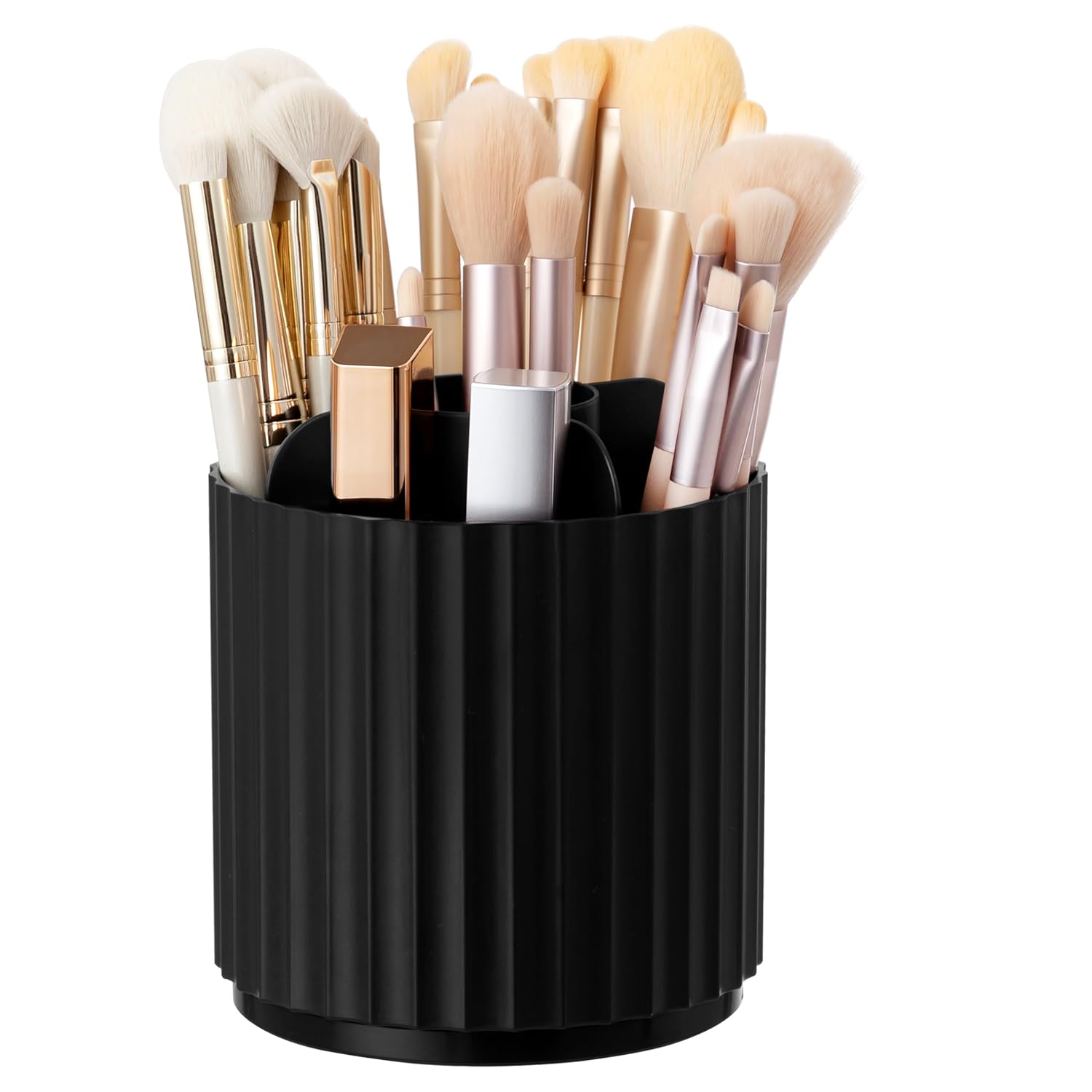 HBlife Soporte giratorio para brochas de maquillaje, organizador de brochas de maquillaje con tapa, organizador de cosméticos, a prueba de polvo,