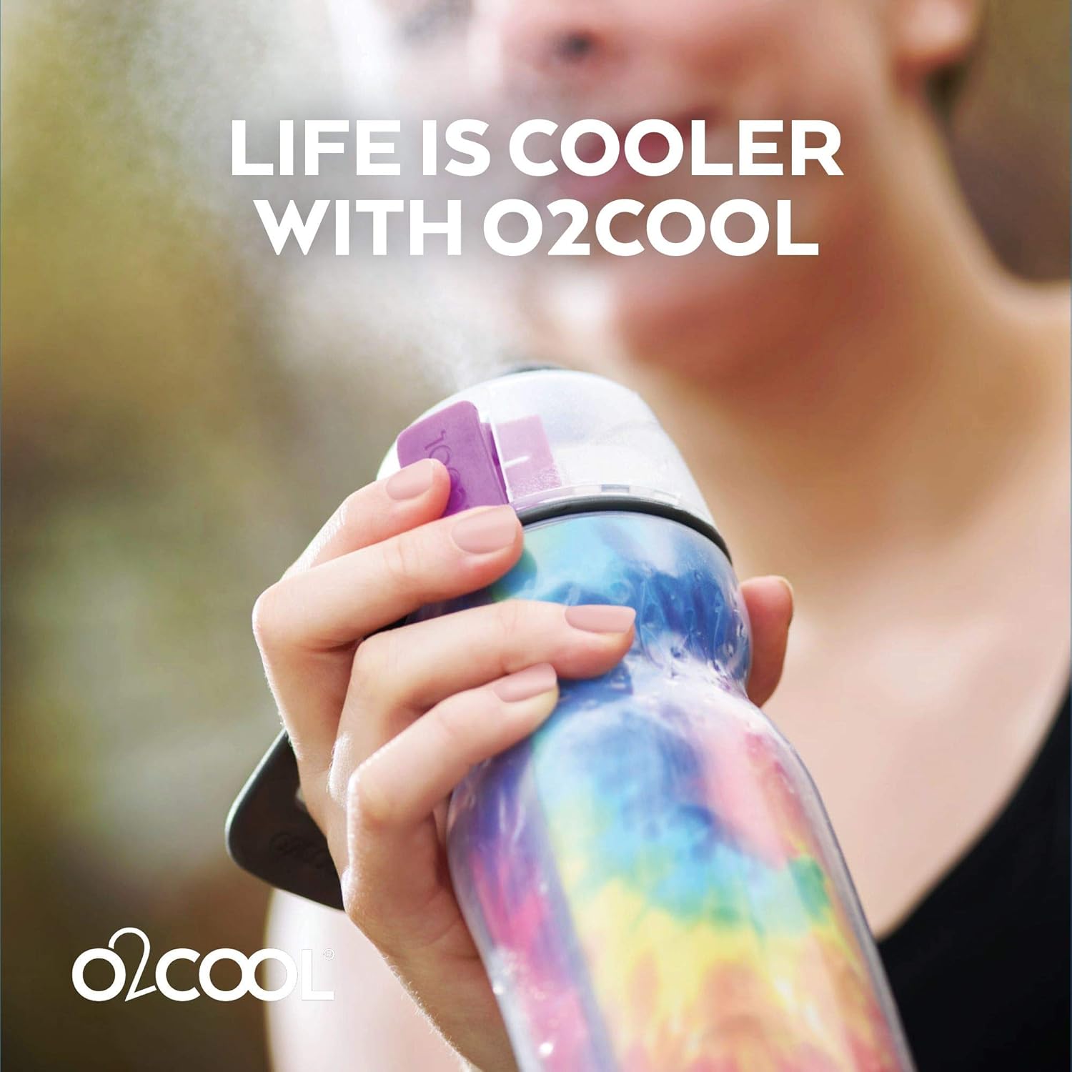 O2COOL Mist ‘N Sip – Botella de agua de nebulización 2 en 1, función de niebla y sorbo sin fugas, botella de agua deportiva con boquilla superior,