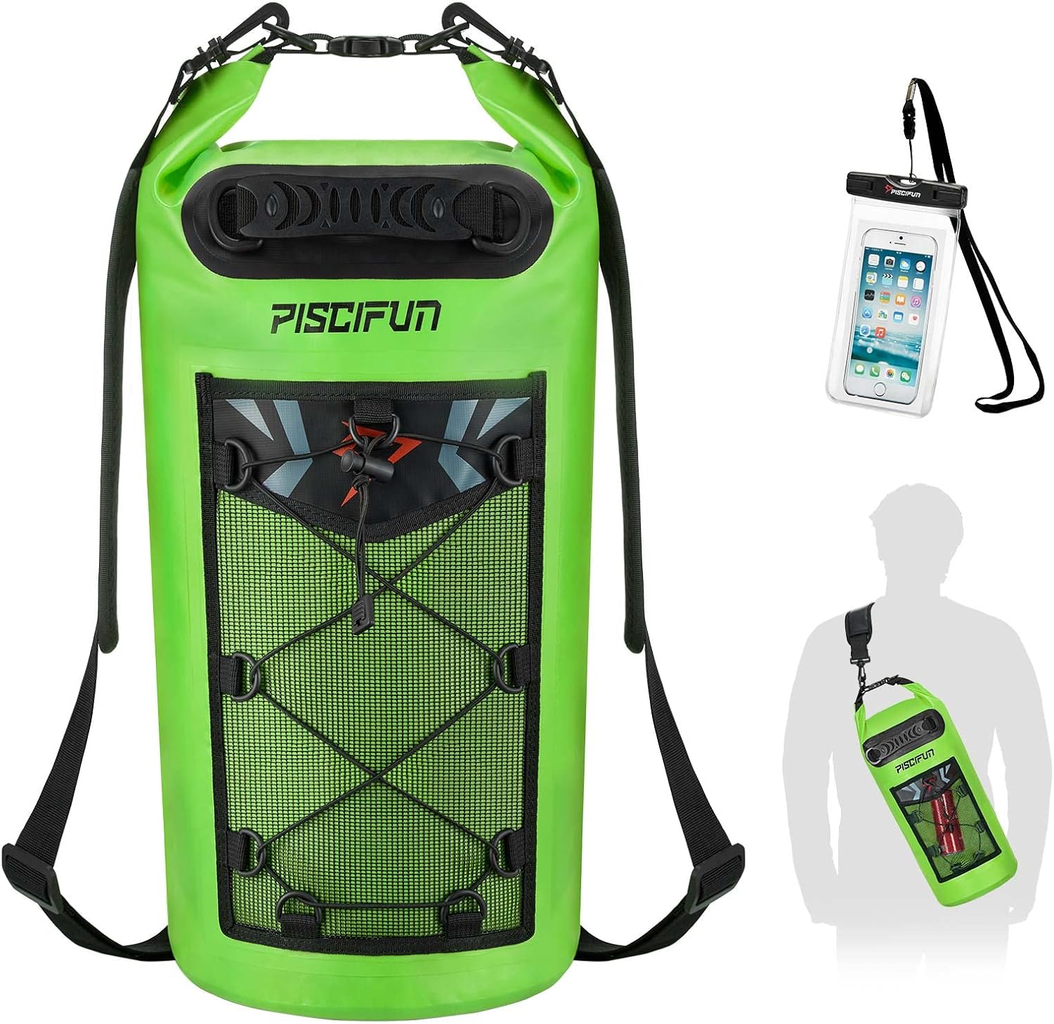 Piscifun – Mochila seca flotante e impermeable, 510203040 L, con funda impermeable para teléfono, para kayak, canotaje, surf, rafting y pesca