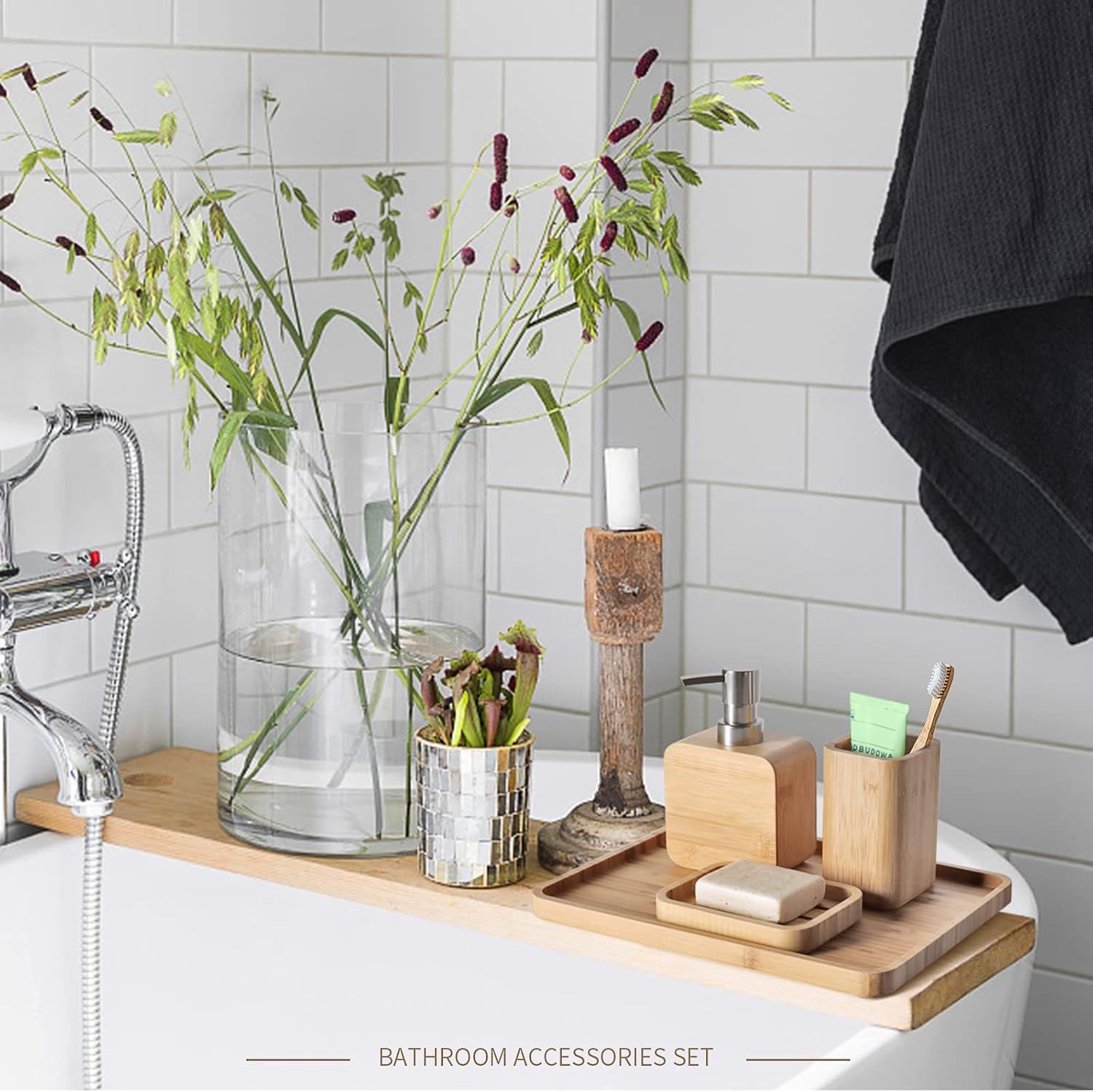 Juego retro de 4 piezas hecho a mano para fregadero y baño, juego retro, natural, soporte para jabonera para ducha, dispensador de jabón de loción,