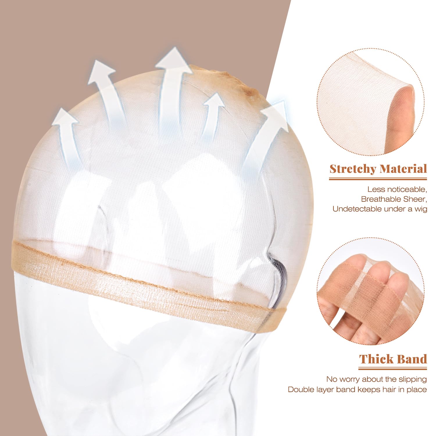 IKOCO – Gorra de peluca HD, 8 piezas de gorra de peluca color nude, gorra de peluca ultra fina para peluca de encaje frontal, gorras de nailon para
