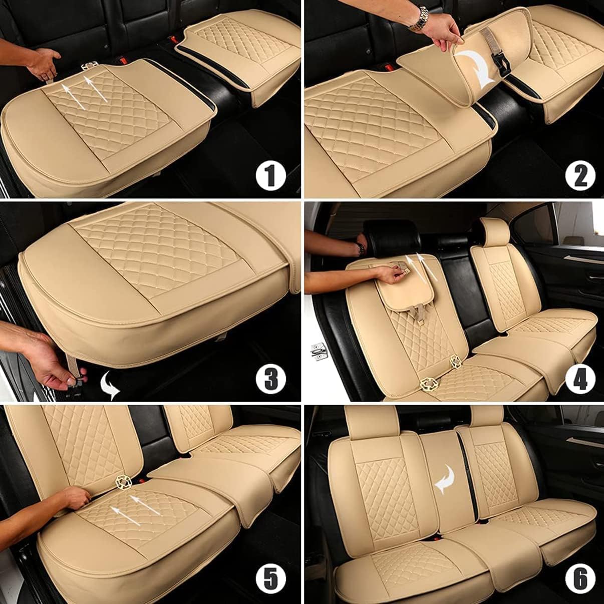 Fundas de asiento de coche para Cadillac ATS CT6 XTS SRX XT5 CTS STS SLS DeVille Escallade Juego completo de fundas de asiento delantero trasero de
