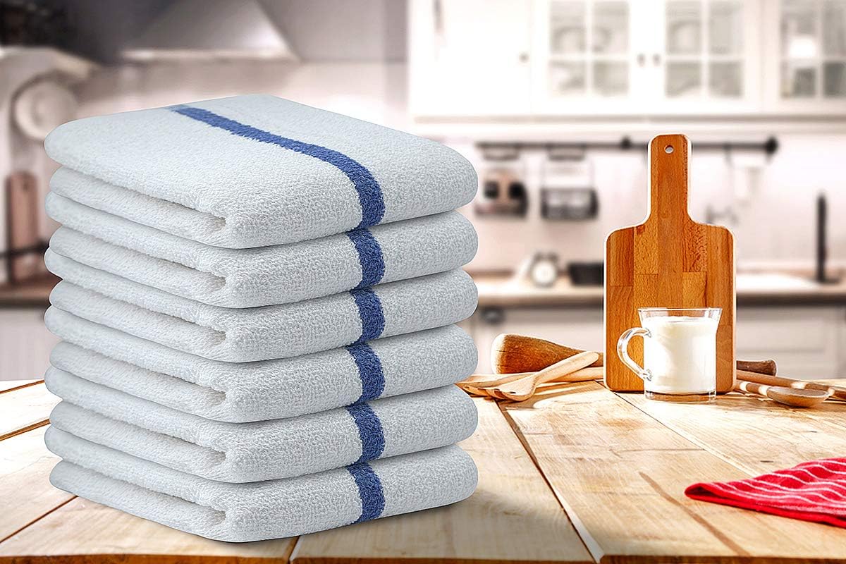 Juego de 60 trapos de cocina de 10 libras, 16 x 19 pulgadas, 100 % algodón, con doble costura, lista para ruta, absorbente, juego de toallas de